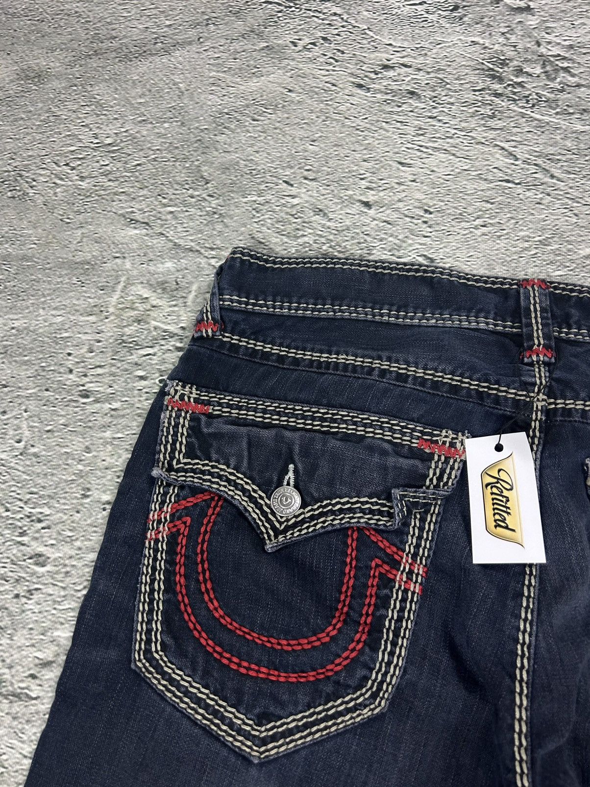 True Religion True Religion VAMP navy blue jeans red stitch contrast Y2K Size US 34 / EU 50 - 3 Thumbnail
