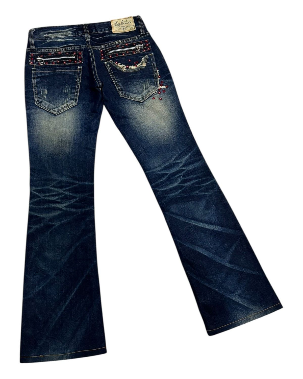 If Six Was Nine × Le Grande Bleu (L.G.B.) × Tornado Mart Lolita Exotic Vintage Denim Flared Jeans By Concert Club Size 30" / US 8 / IT 44 - 6 Thumbnail