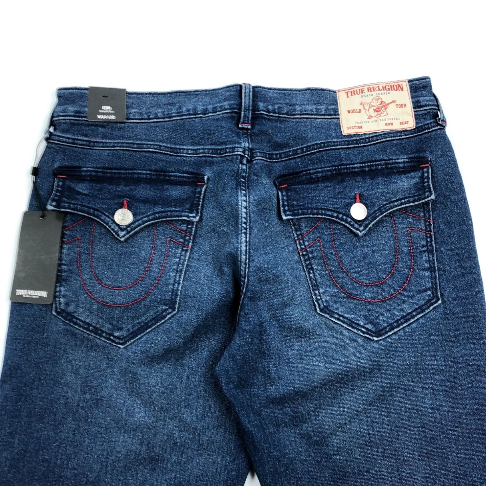 True Religion VINTAGE True Religion Jeans Mens 34x32 Slim Dark Wash Blue Geno Relaxed Flap NWT Size US 34 / EU 50 - 4 Thumbnail