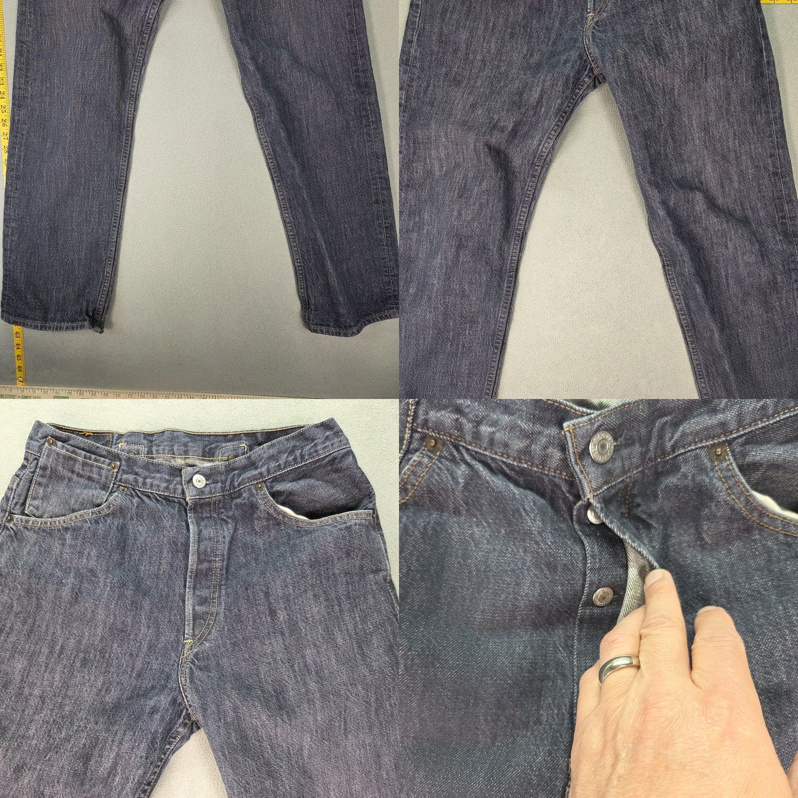 Levi's Levis 541 Jeans Mens Medium Wash Blue Tapered Buckle Cinch Back 30x30 32 Inseam Denim Cotton Distressed Pockets Button 541 Model 541 Levi's Size US 32 / EU 48 - 8 Thumbnail