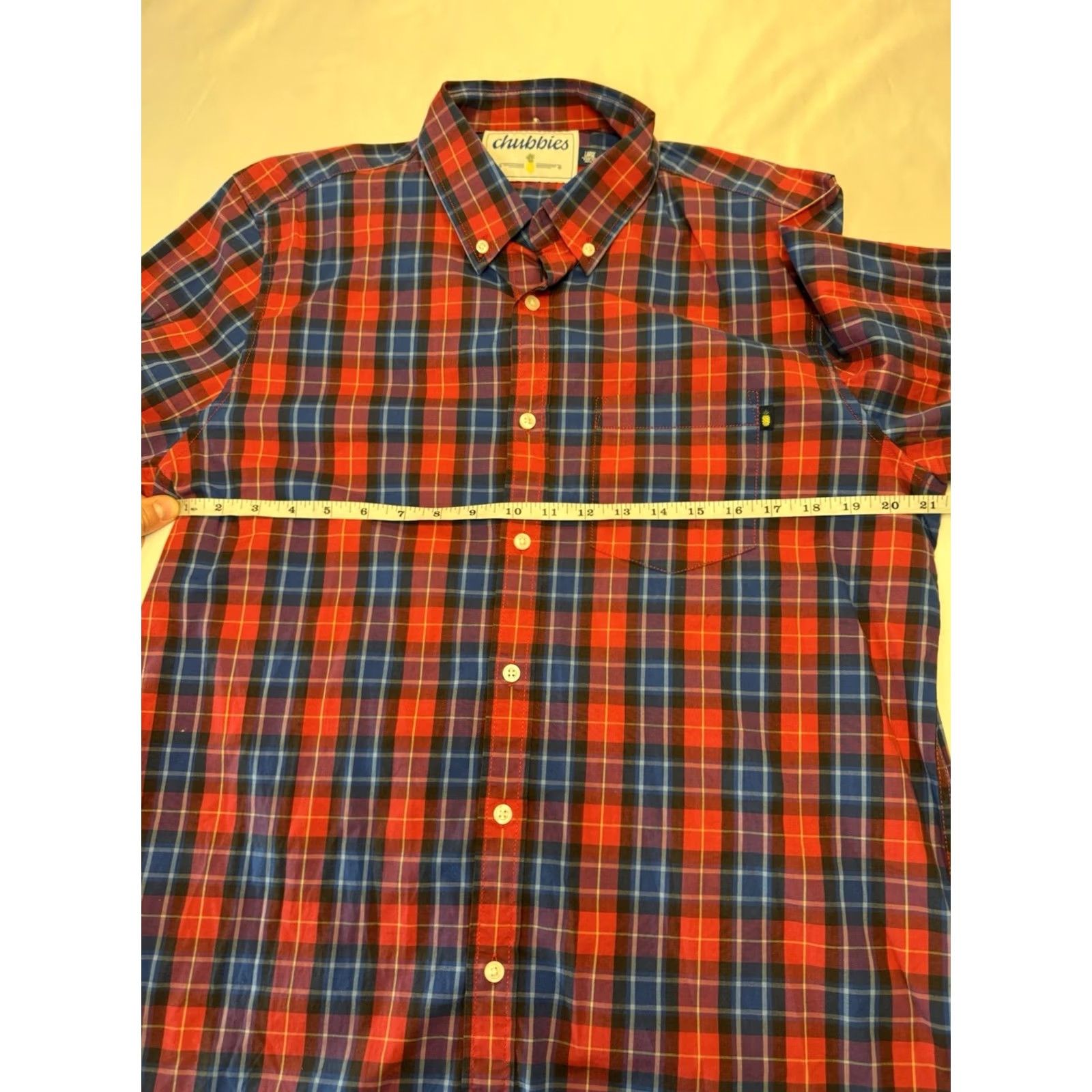 Chubbies Chubbies Plaid Checkered Button Front Flannel Shirt Mens Large Red Blue Size US L / EU 52-54 / 3 - 5 Thumbnail