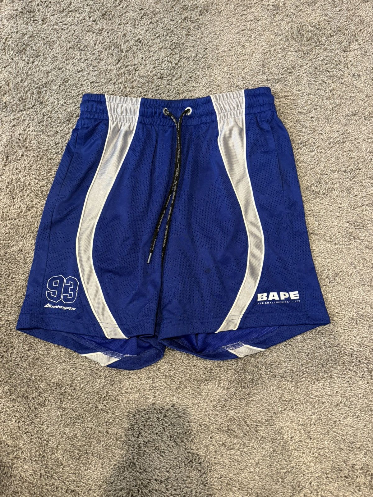 Bape BAPE Multi Logo Jacquard Relaxed Basketball Shorts Size US 29 - 1 Thumbnail