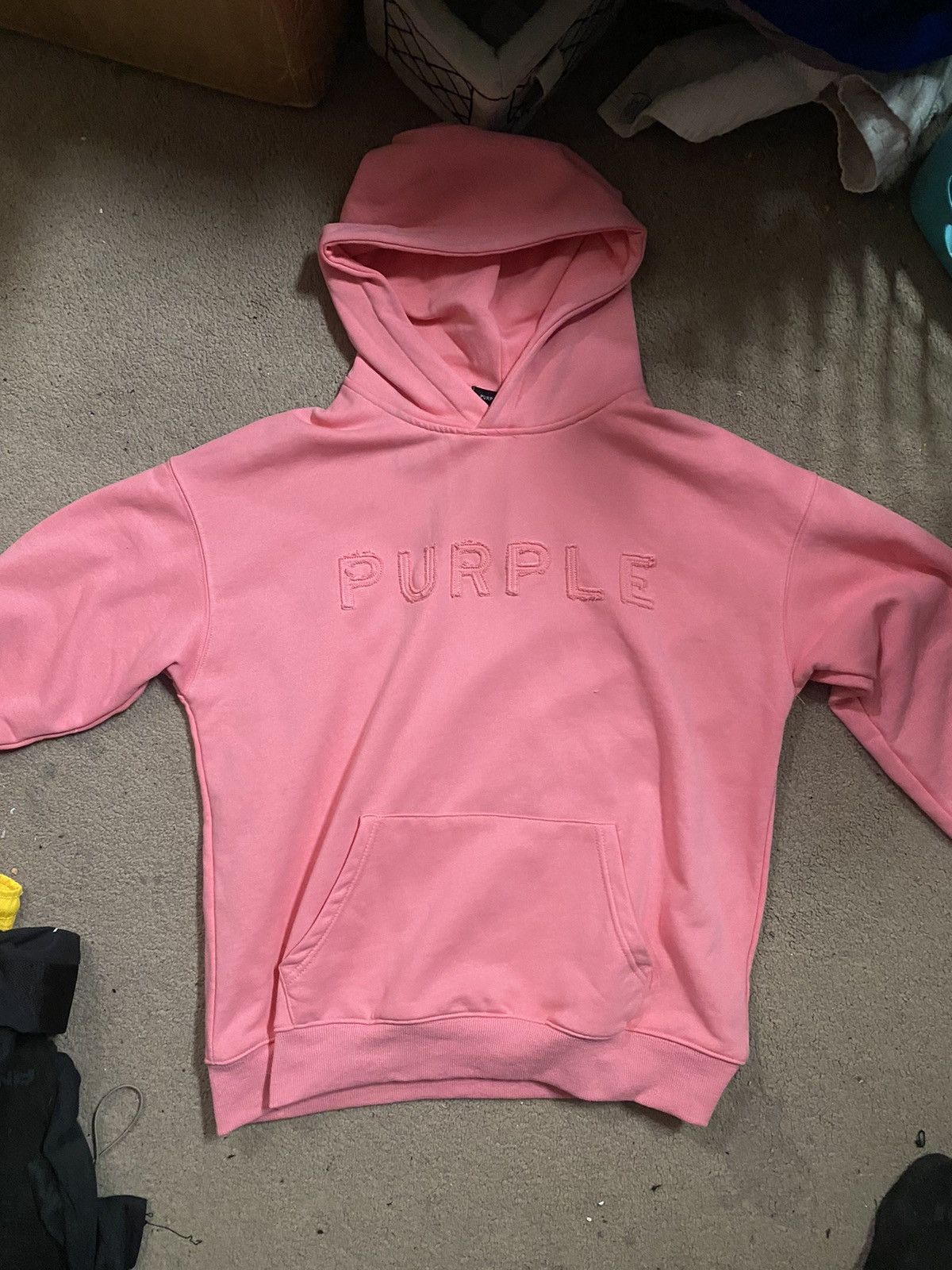 image of Purple Brand Hoodie Mens Small in Salmon Pink