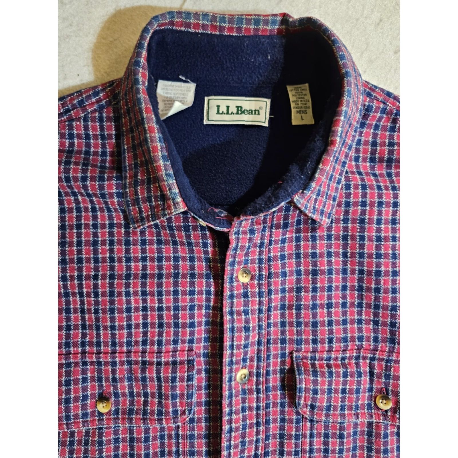 Vintage VINTAGE L.L. Bean Shirt Shacket Plaid Flannel Fleece Lined Mens Large Red/Blue Size US L / EU 52-54 / 3 - 3 Thumbnail