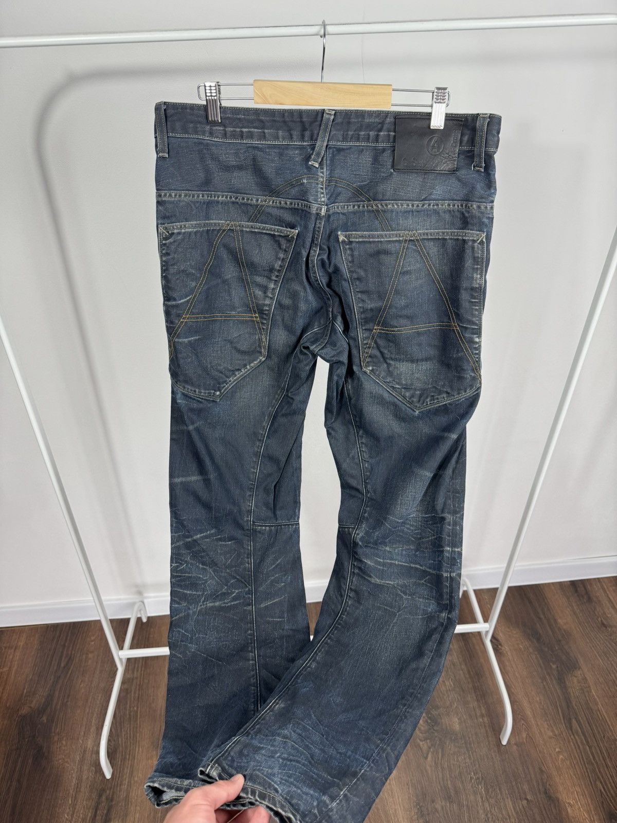 G-Star G-Star RAW 3301 Dark Wash Distressed Denim Jeans Regular Fit Size US 36 / EU 52 - 7 Thumbnail