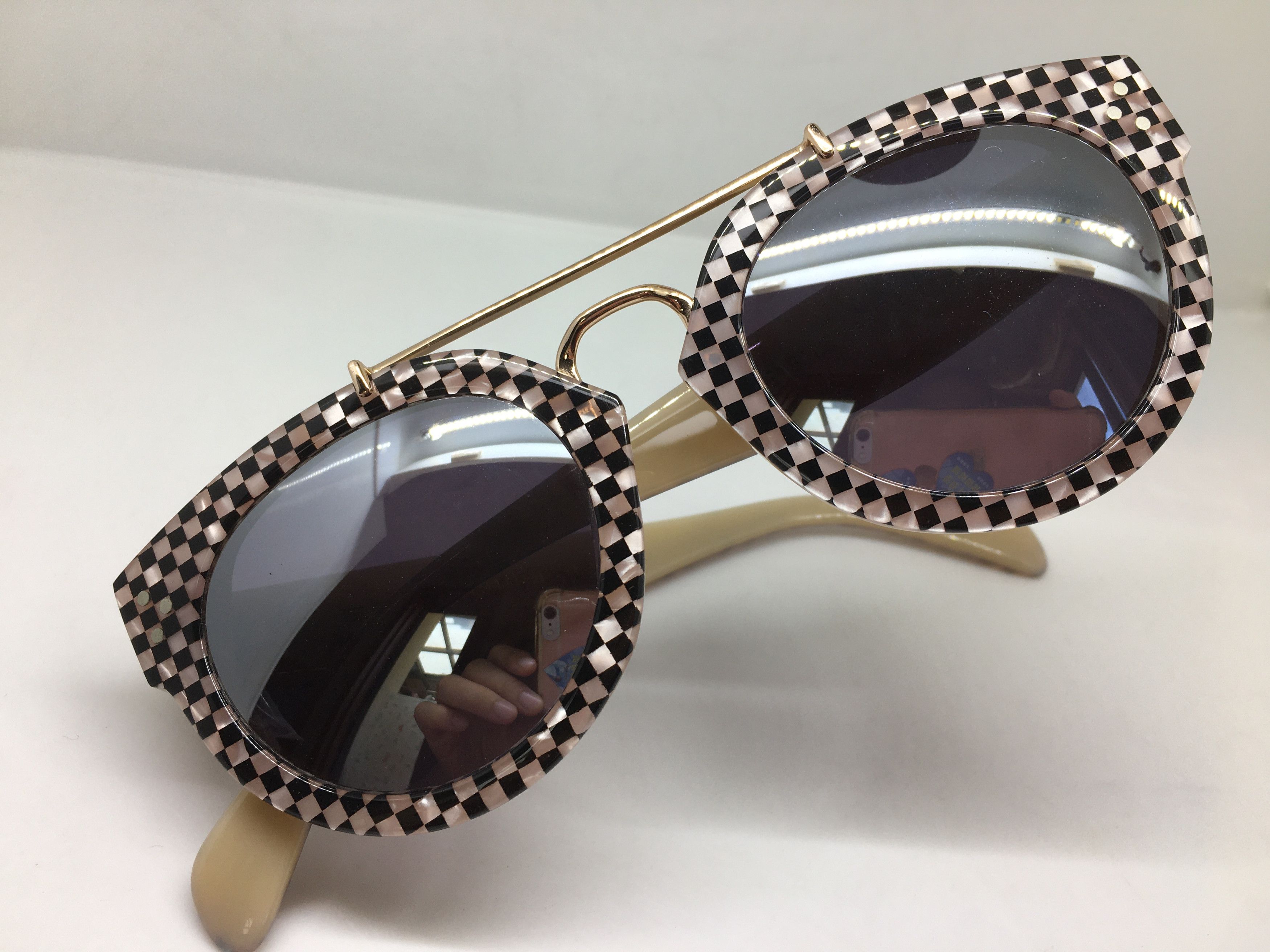 Other EOS Handmade Acetate Brown Black Chequer Sunglasses Frame Size ONE SIZE - 5 Thumbnail