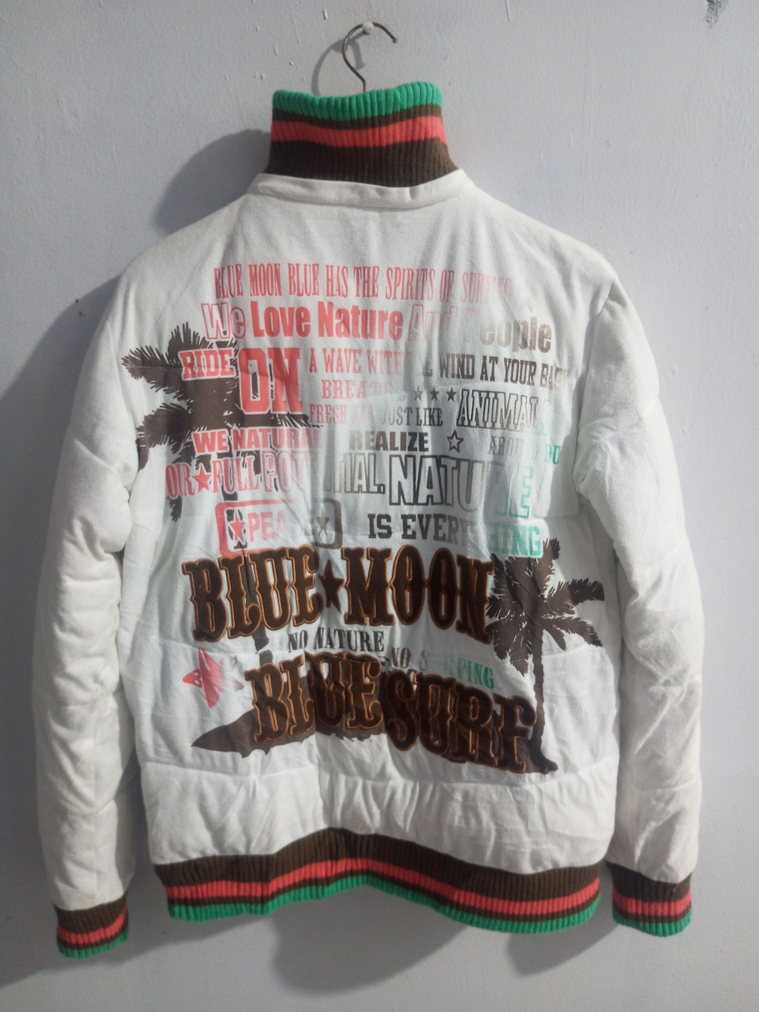Vintage Blue Moon Blue poem embroidery bombers jacket
