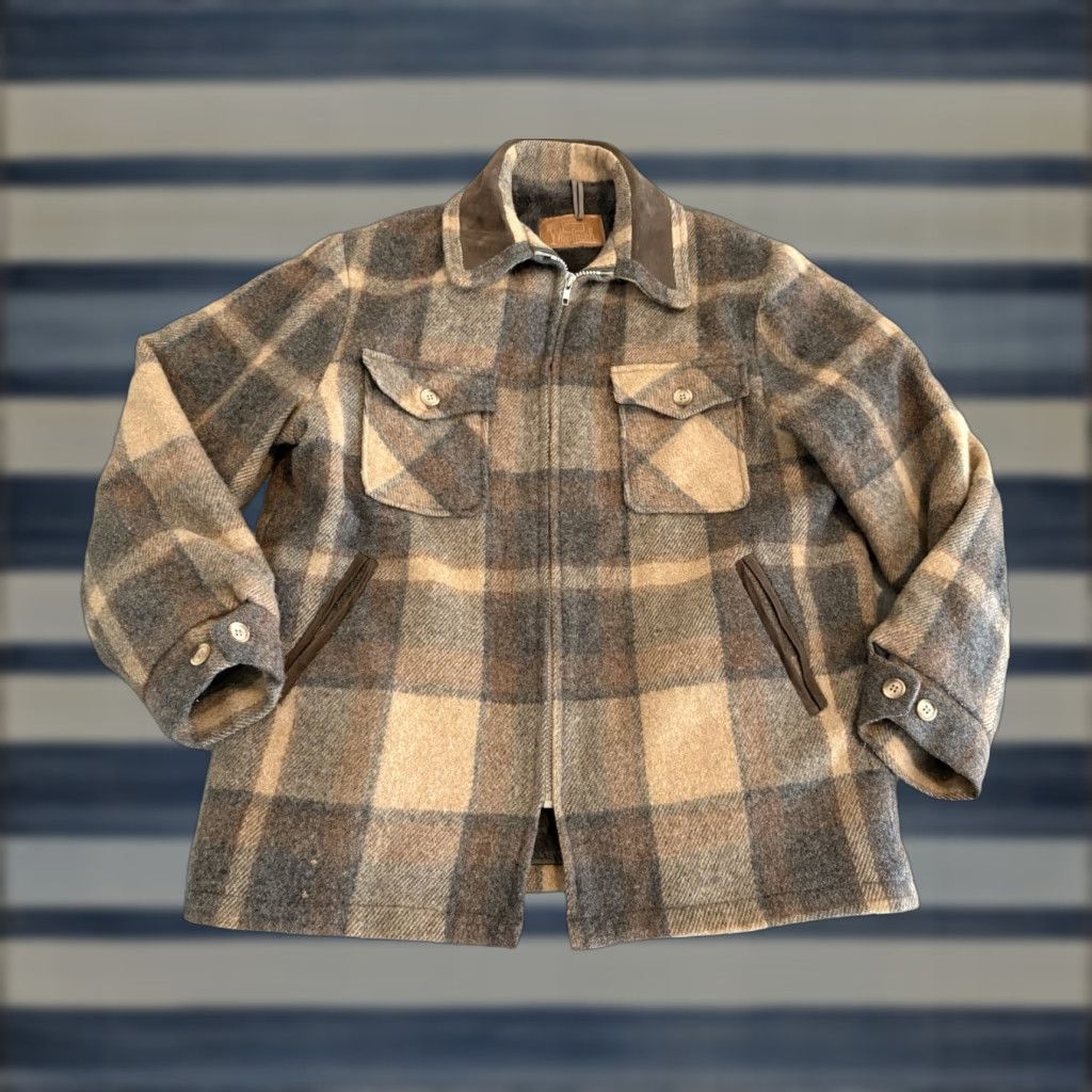 Vintage VINTAGE Woolrich Jacket Mens Large Brown Plaid Buffalo Hunting Wool/Nylon USA 29.5" 24" Pit to Pit Size US L / EU 52-54 / 3 - 1 Thumbnail