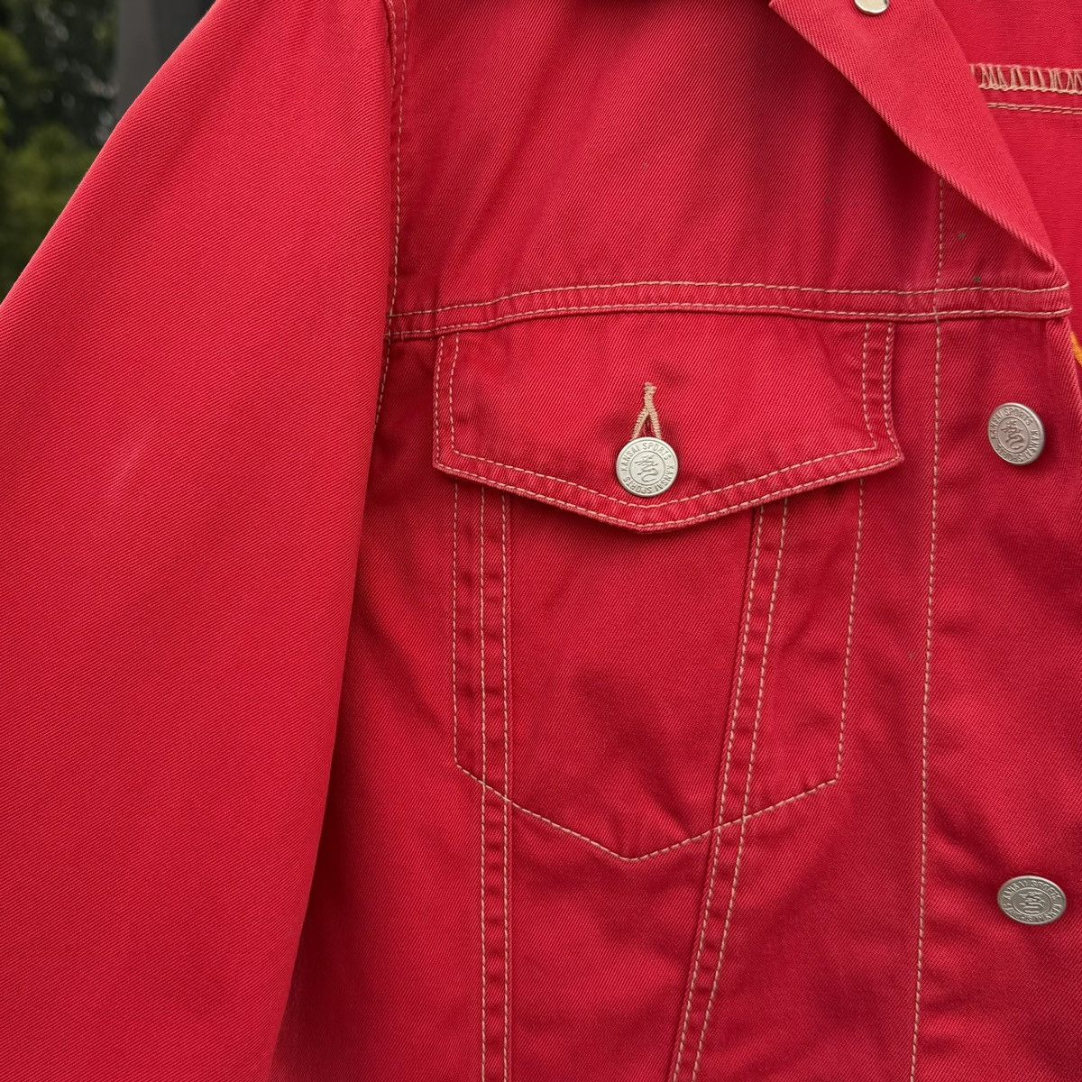 Vintage 🔥VTG Kansai Sports Embroidery Red Denim Trucker Jacket 1997 Size US M / EU 48-50 / 2 - 6 Thumbnail