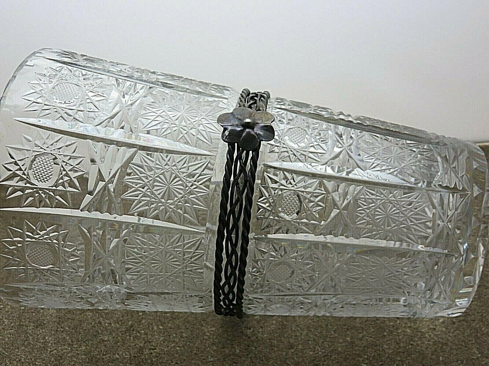 Other American Brilliant Period Crystal Cut Vase Metal Band 7 7/8" Size ONE SIZE - 4 Thumbnail