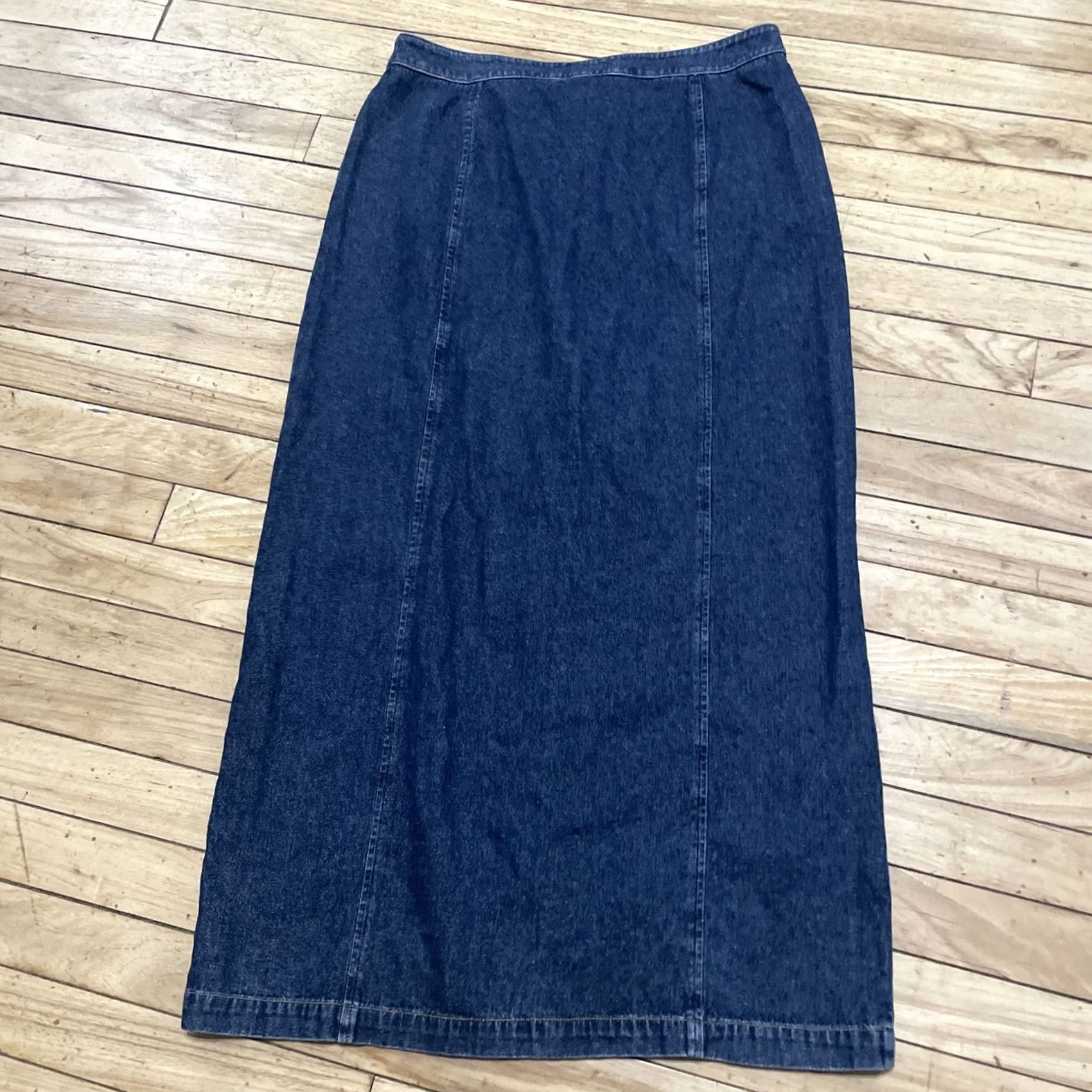 Jones New York VINTAGE Jones New York Sport Denim Maxi Skirt Women 8 Pockets Snap Front 90s Blue Size 30" / US 8 / IT 44 - 2 Thumbnail
