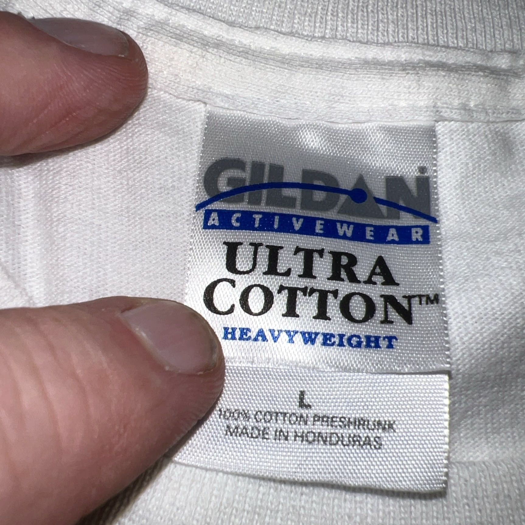Gildan VINTAGE Gildan T-Shirt Shirt Comedians Logo Double-Sided White Large Mens Deadstock Size US L / EU 52-54 / 3 - 4 Thumbnail
