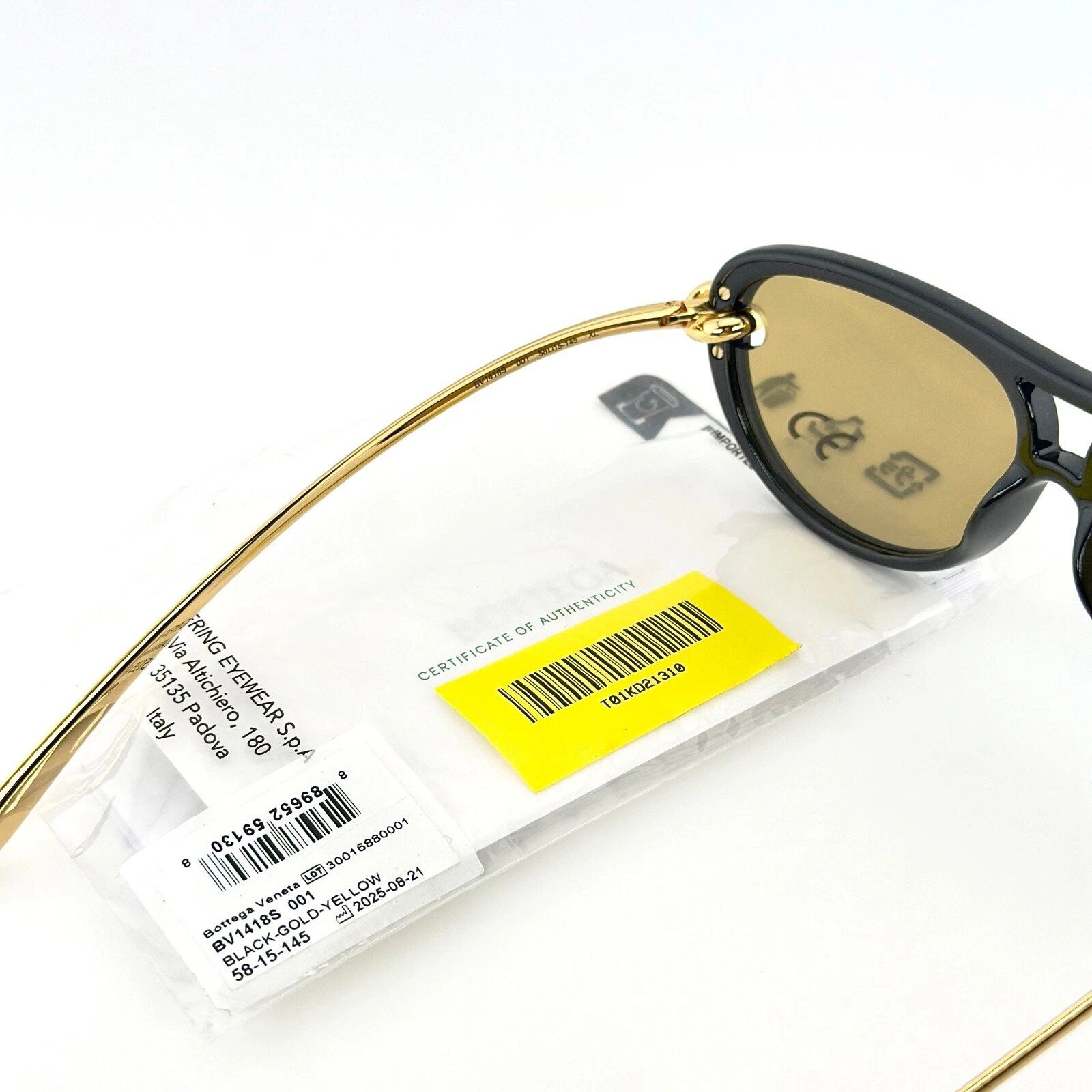 Bottega Veneta BOTTEGA VENETA 1418 KNOT Pilot BV1418S Gold Black Unisex 001 Size ONE SIZE - 6 Thumbnail