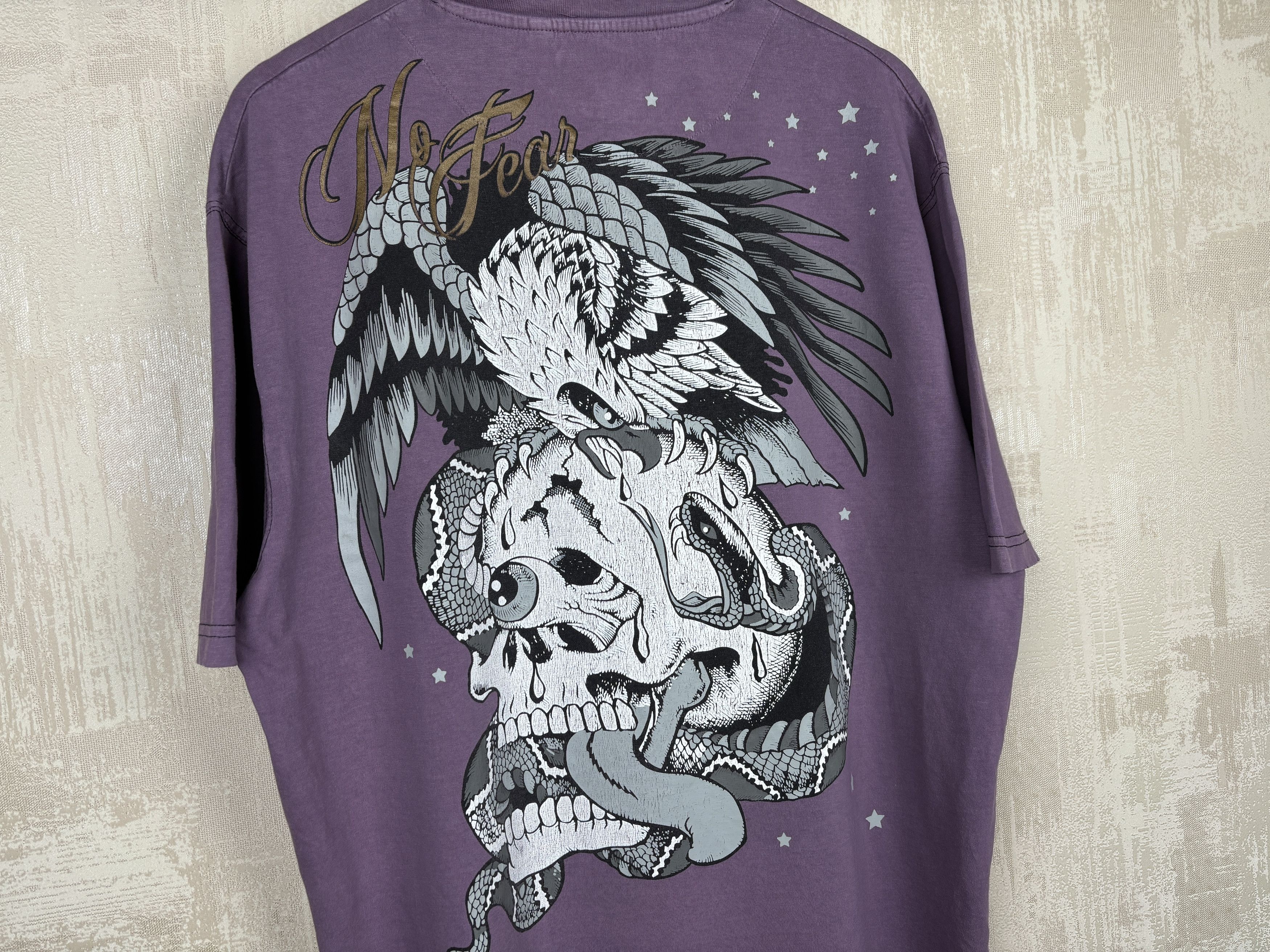 No Fear × Vintage Vintage No Fear Eagle Snake Skull T-shirt Size US XXL / EU 58 / 5 - 3 Thumbnail
