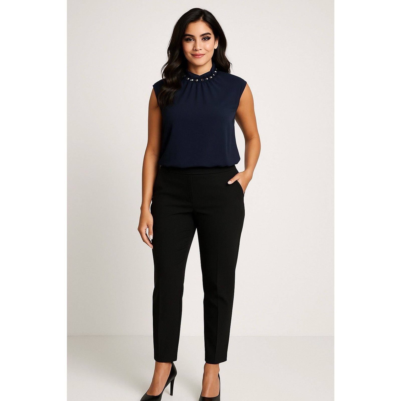 Karl Lagerfeld Karl Lagerfeld Paris L Navy Pearl Blouse Officecore Size L / US 10 / IT 46 - 11 Thumbnail
