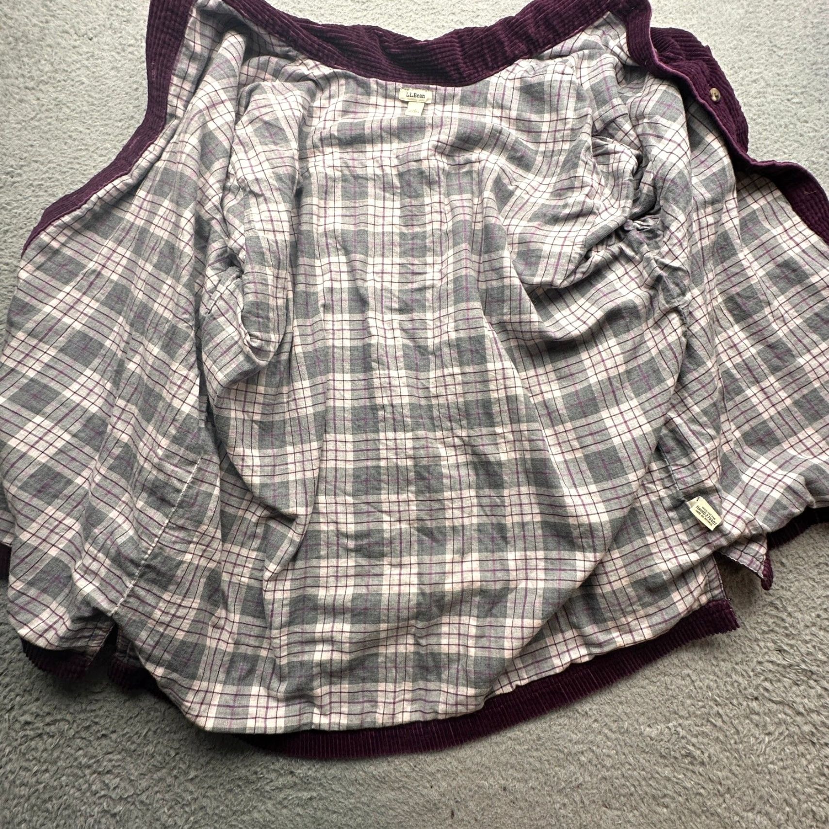 Vintage LL Bean Comfort Corduroy Relaxed Button Up Long Sleeve Shirt Womens 1X Lined Purple Size XL / US 12-14 / IT 48-50 - 7 Thumbnail