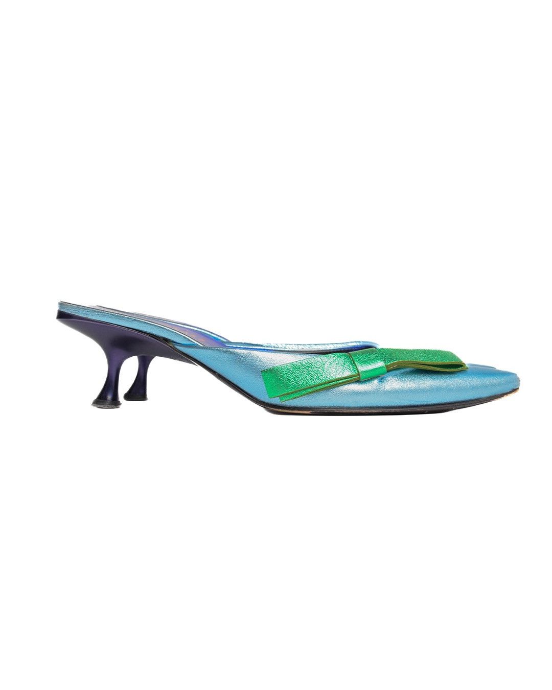 Miu Miu Miu Miu S/S2000 Bow Metallic Leather Mules Size US 8 / IT 38 - 7 Thumbnail