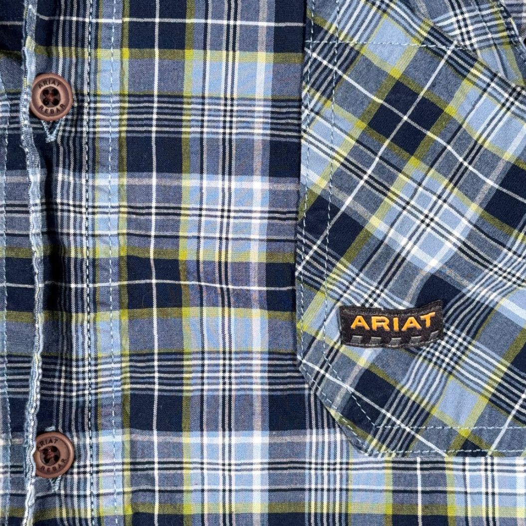 Ariat Ariat Shirt Adult LARGE Blue Plaid Rebar Workwear Outdoor Pockets Stretch Size US L / EU 52-54 / 3 - 4 Thumbnail