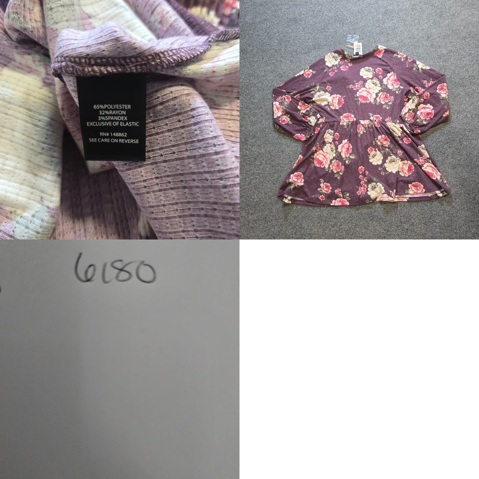 Torrid Torrid Top Womens Size 1X Purple Pink Floral A Line Shirred Soft Stretch Casual Shirt V-Neck Long Sleeve Polo Pullover Blouse Size XL / US 12-14 / IT 48-50 - 8 Thumbnail