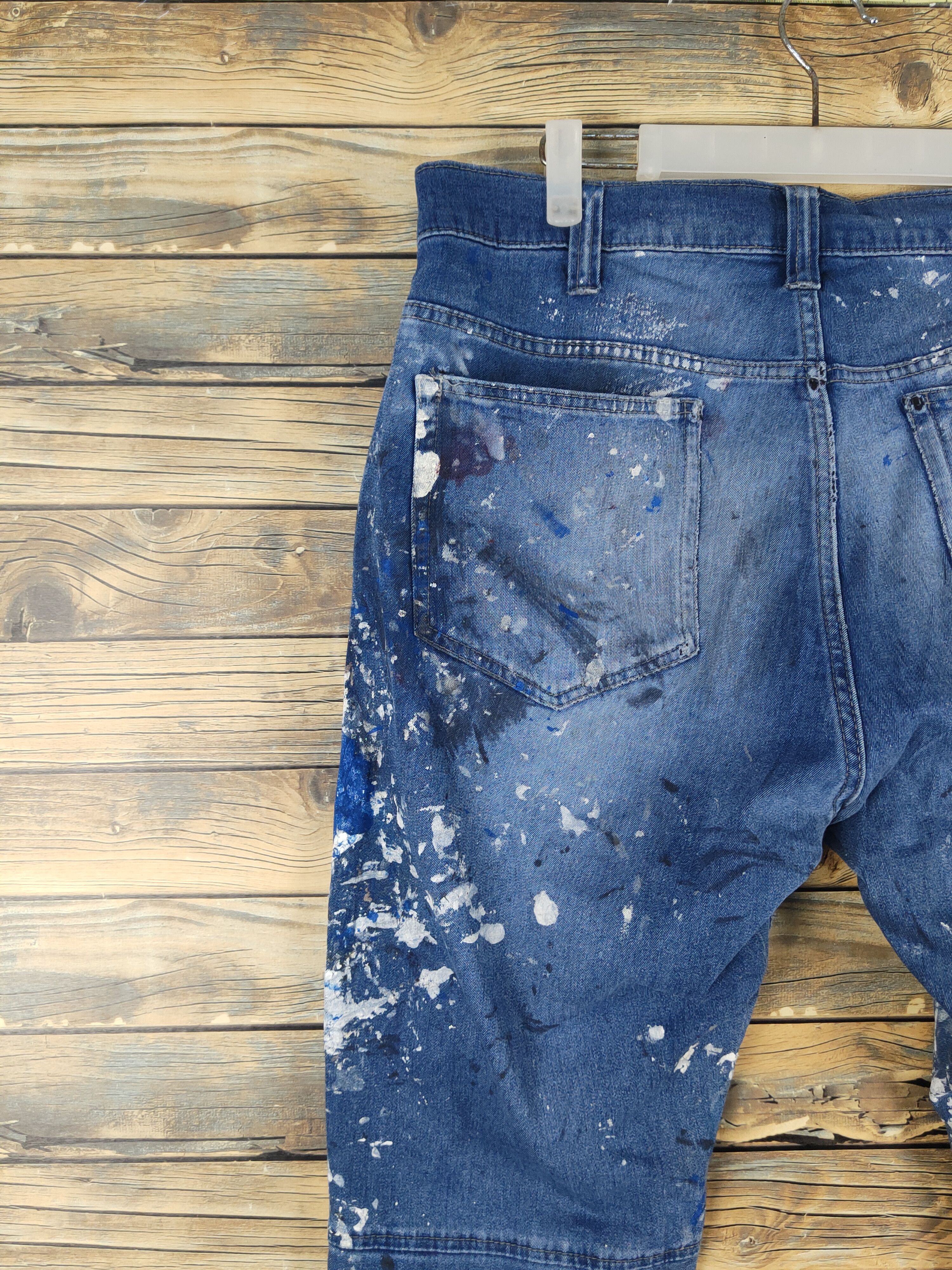 Japanese Brand Japan painter Blue Distressed Ripped denim Jeans #W1984 Size US 36 / EU 52 - 8 Thumbnail