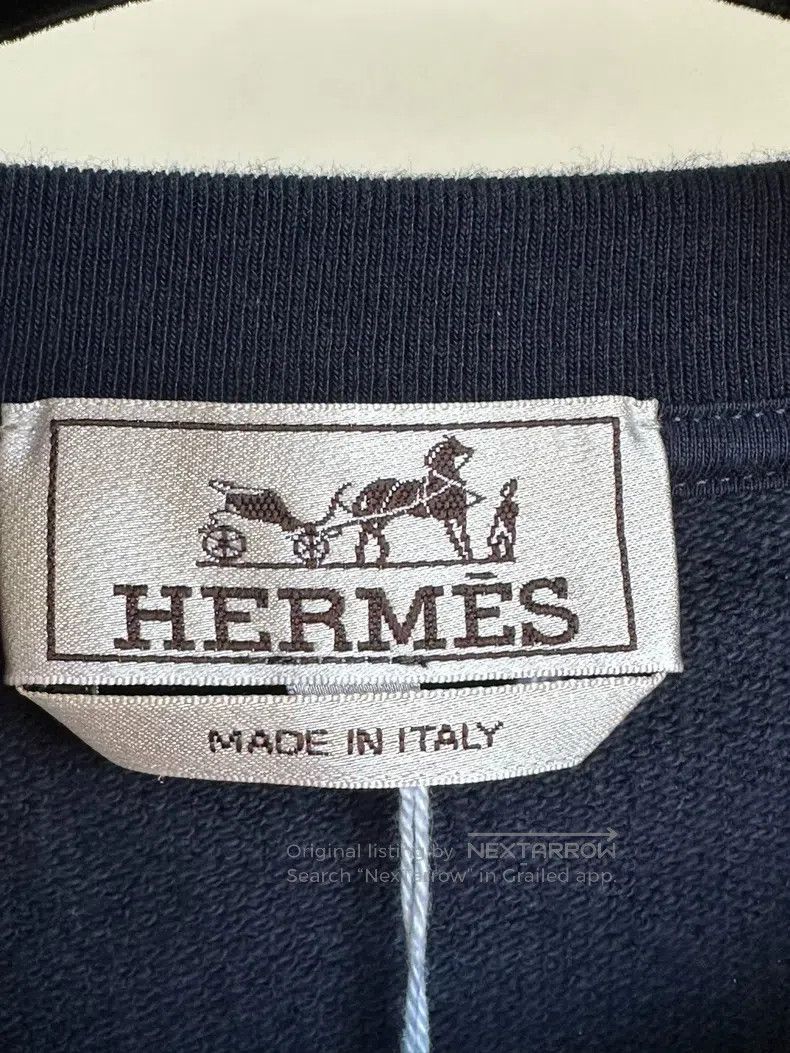 Hermes Hermes Logo Embroidered Sweatshirt Deep Sea Blue Size US M / EU 48-50 / 2 - 2 Thumbnail