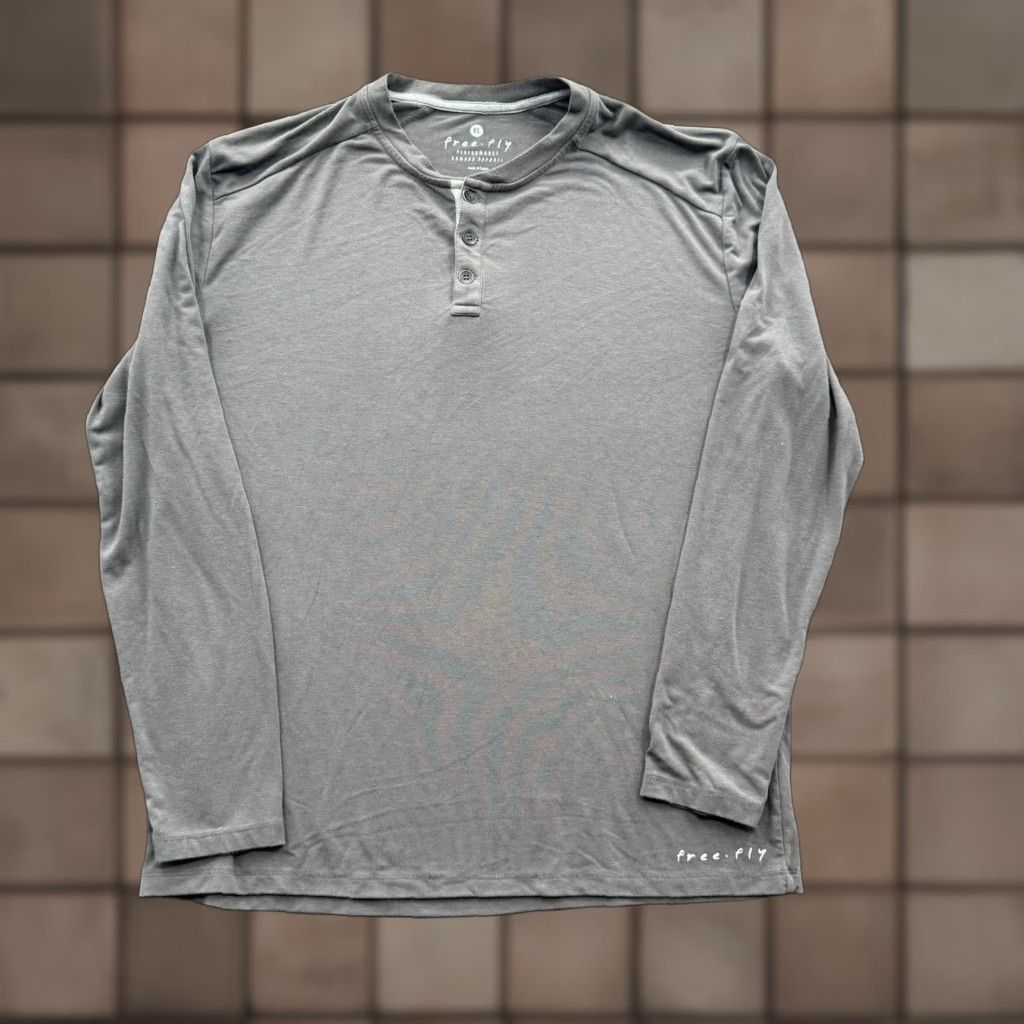 Vintage Free Fly Henley Shirt Men XL Gray Bamboo Long Sleeve Outdoors Hiking Casual Size US XL / EU 56 / 4 - 1 Thumbnail