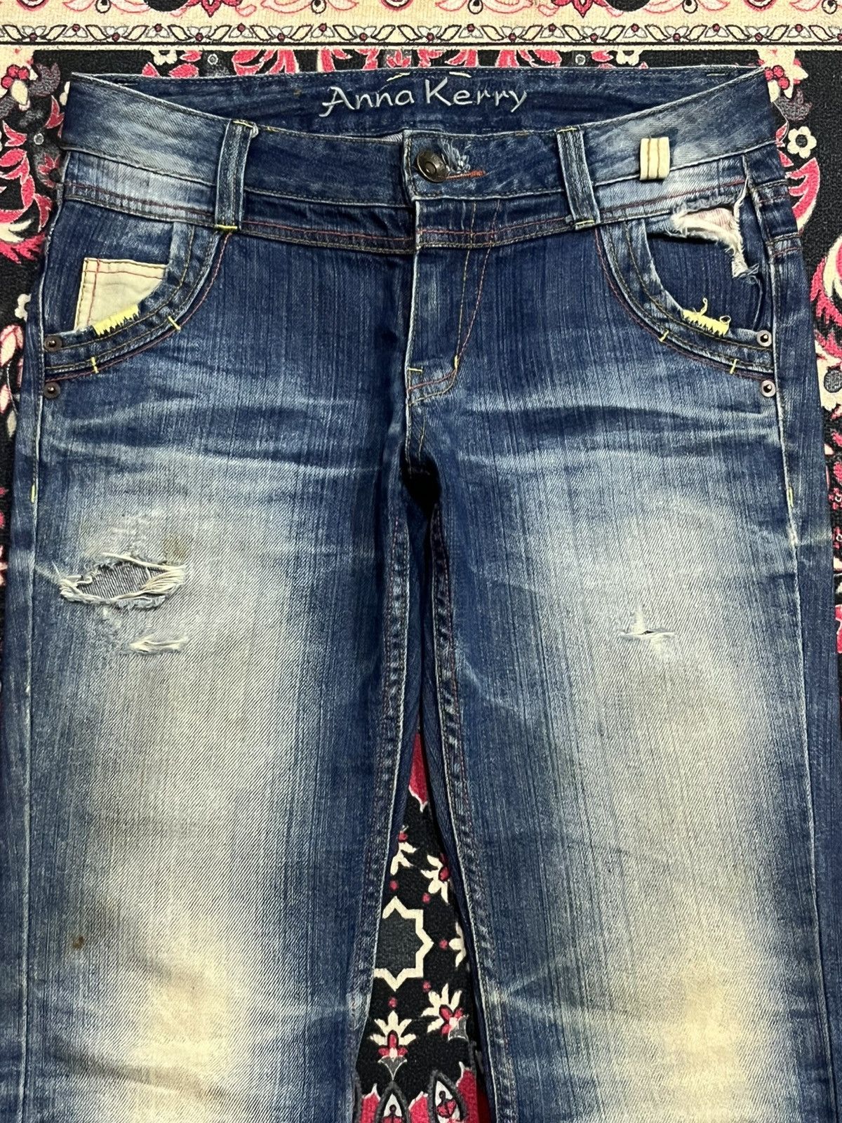 Japanese Brand ⚡️Flare⚡️Vintage Japanese Brand Anna Kerry Blue Faded Jeans Size 28" / US 6 / IT 42 - 4 Thumbnail