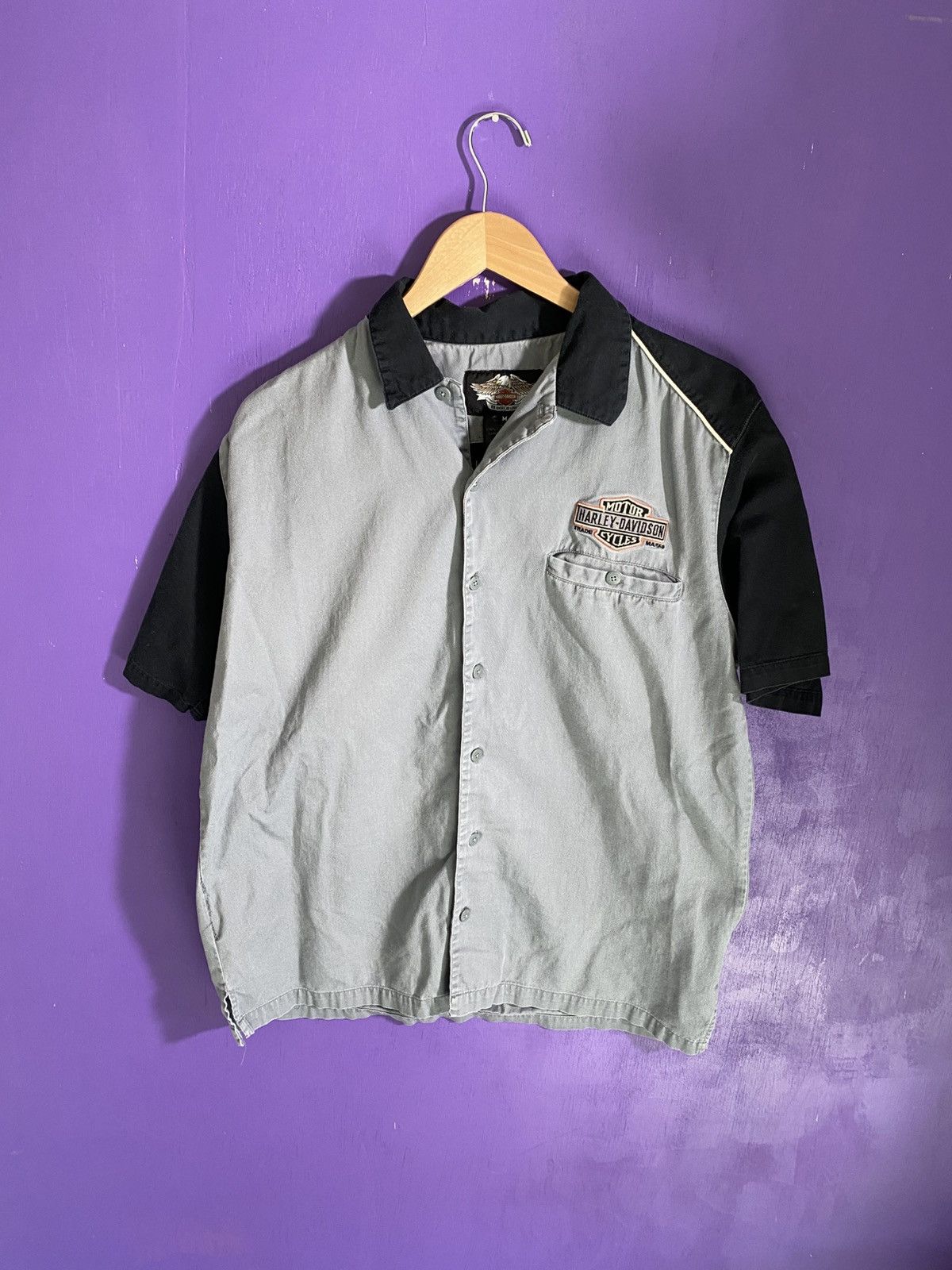 Harley Davidson × Vintage Vintage Harley Davidson two tone work button up Size US M / EU 48-50 / 2 - 1 Thumbnail