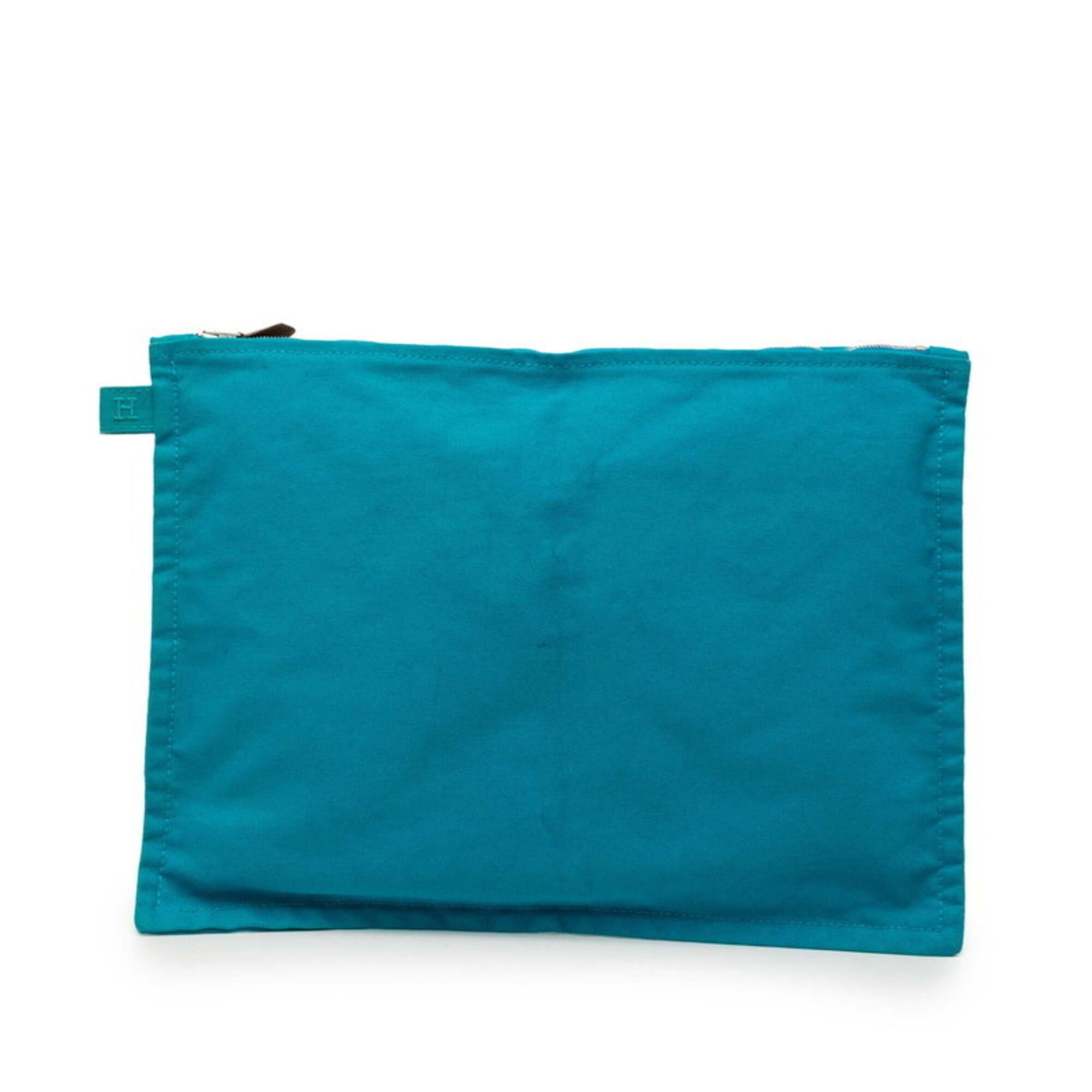 Hermes Hermes Bora Pouch GM H Logo Handbag Second Bag Blue Canvas Women's HERMES Size ONE SIZE - 1 Thumbnail