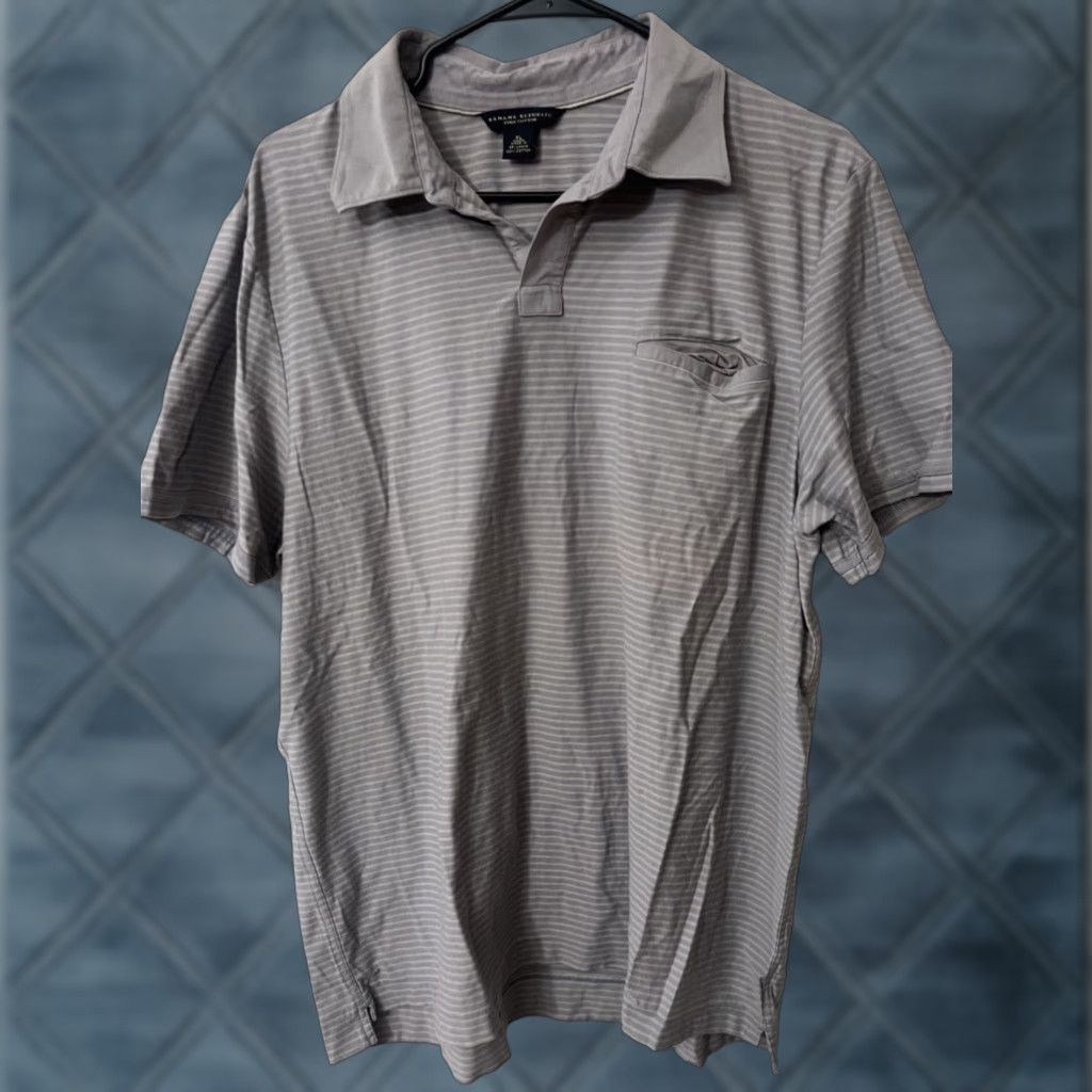 Banana Republic Banana Republic Polo Shirt Men's Slim Size XL Gray Striped Cotton Polo Shirt - 2000s Y2K - Banana Republic Factory - Regular Fit Size US XL / EU 56 / 4 - 1 Thumbnail