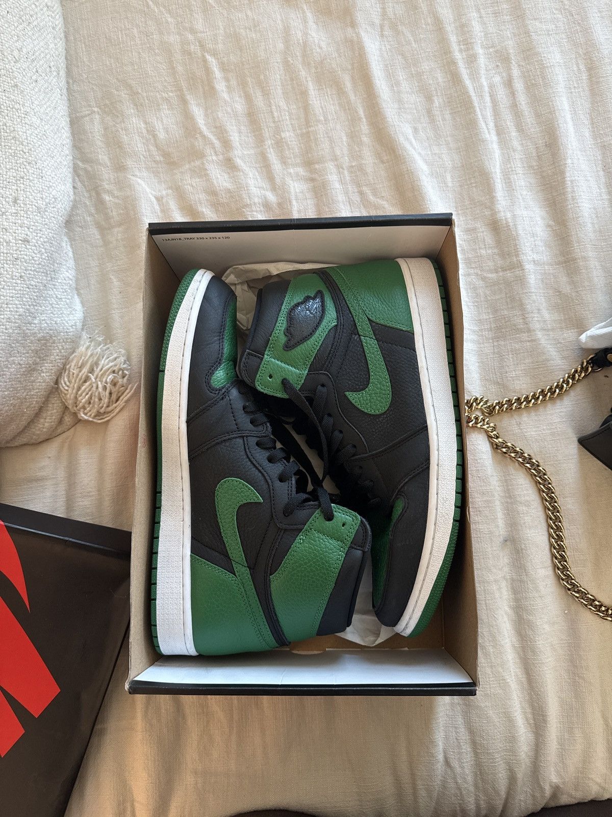 Nike Air Jordan 1 Retro High OG Pine Green / Black Size US 12 / EU 45 - 1 Thumbnail