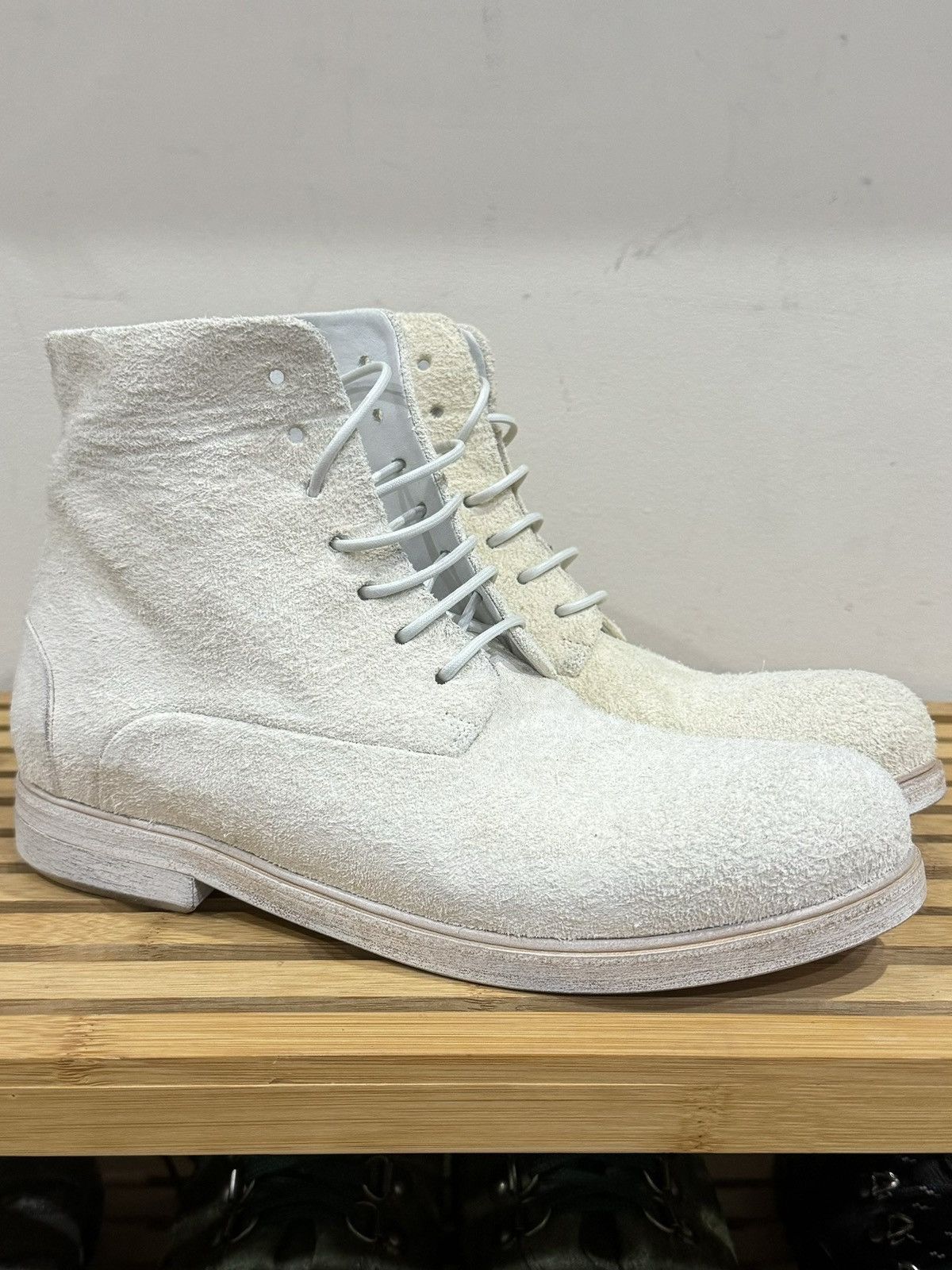 Marsell Marsell Zucca Media Lace-Up Boots Reverse White Leather 38 Size US 5.5 / EU 38 - 1 Thumbnail