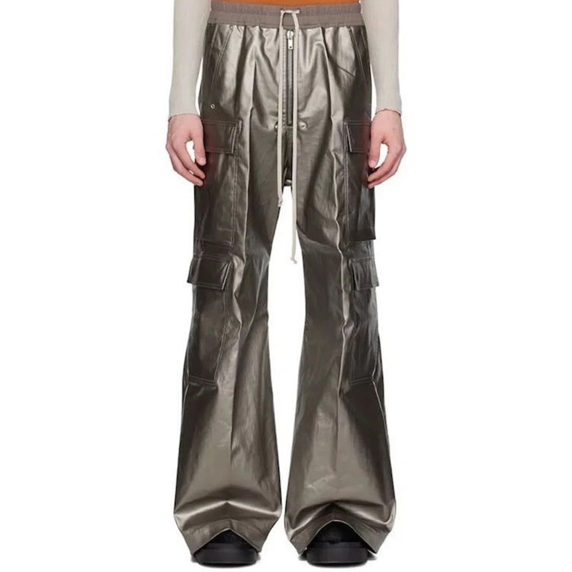 Japanese Brand × Leather Leather Pants Hombre Baggy Wide Leg Drawstring Size US 35 - 3 Thumbnail