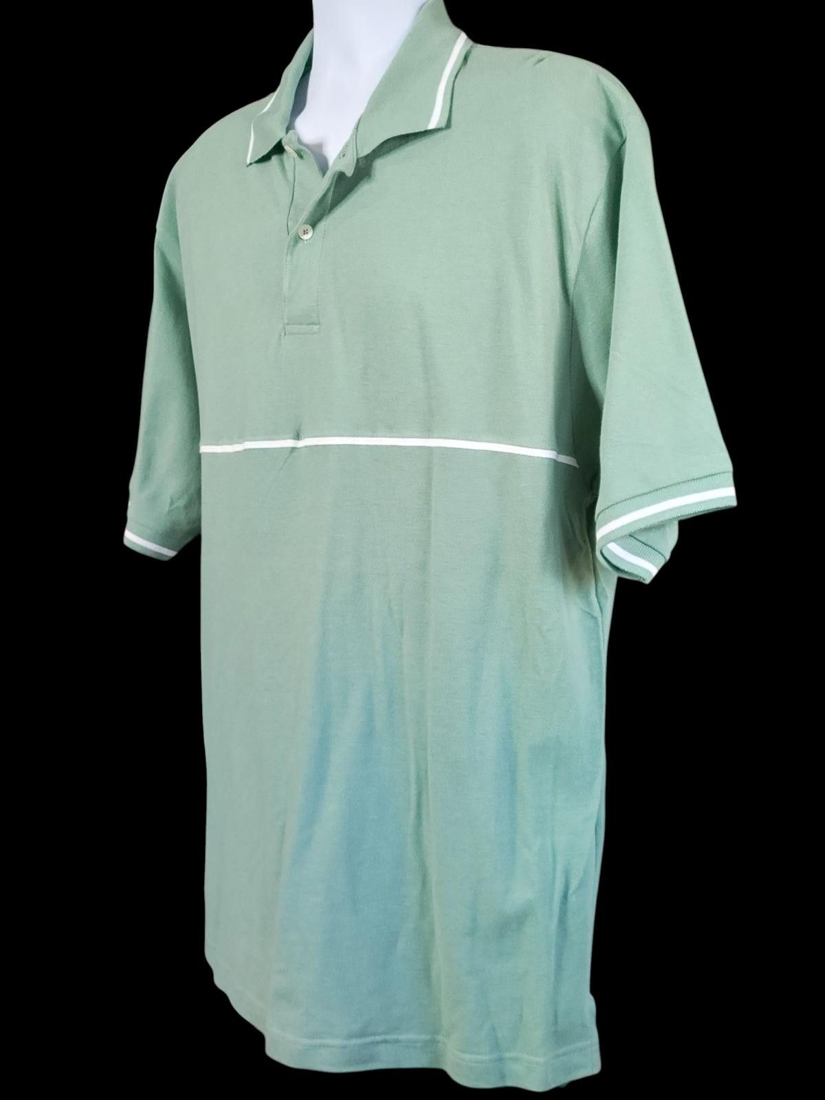 CNCPTS Concepts Men's Green Polo Shirt with White Stripe Detail Size US XL / EU 56 / 4 - 5 Thumbnail