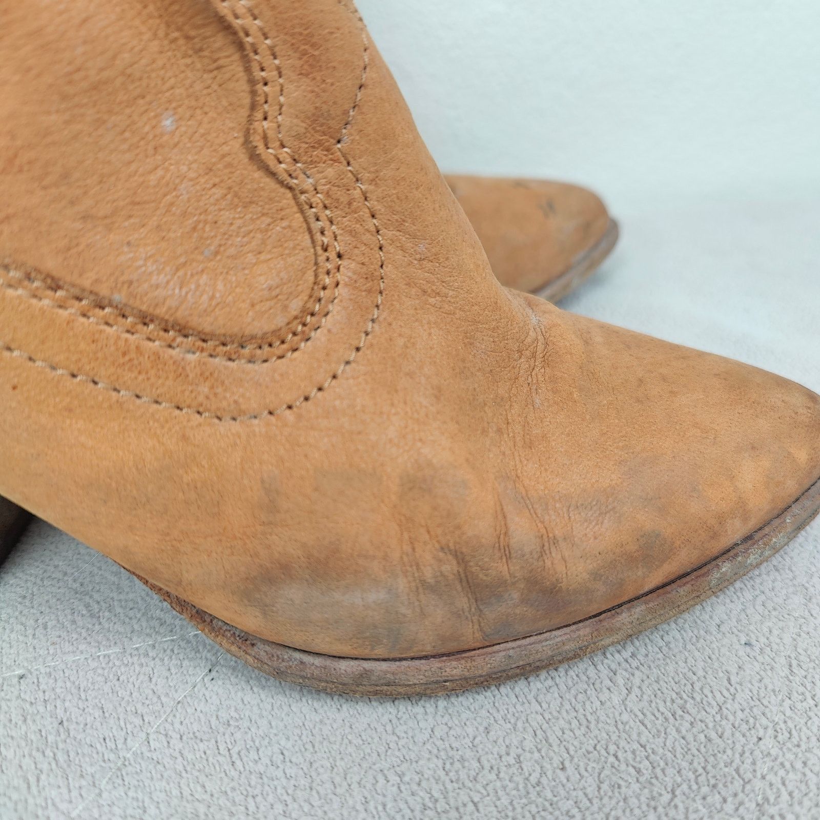 Frye Frye Reina Western Booties Womens 7M Tan Leather Size US 7 / IT 37 - 3 Thumbnail