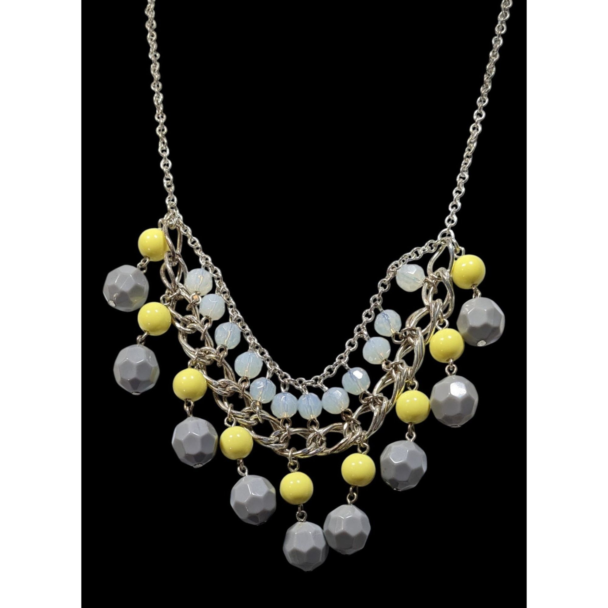 Other Avon Grey And Yellow Beaded Fringe Bib Necklace Size ONE SIZE - 2 Thumbnail