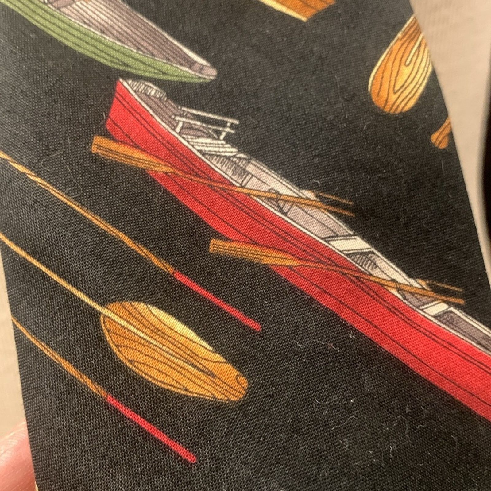 Vintage Canoes rowboats oars outdoor camping cotton necktie Size ONE SIZE - 5 Thumbnail