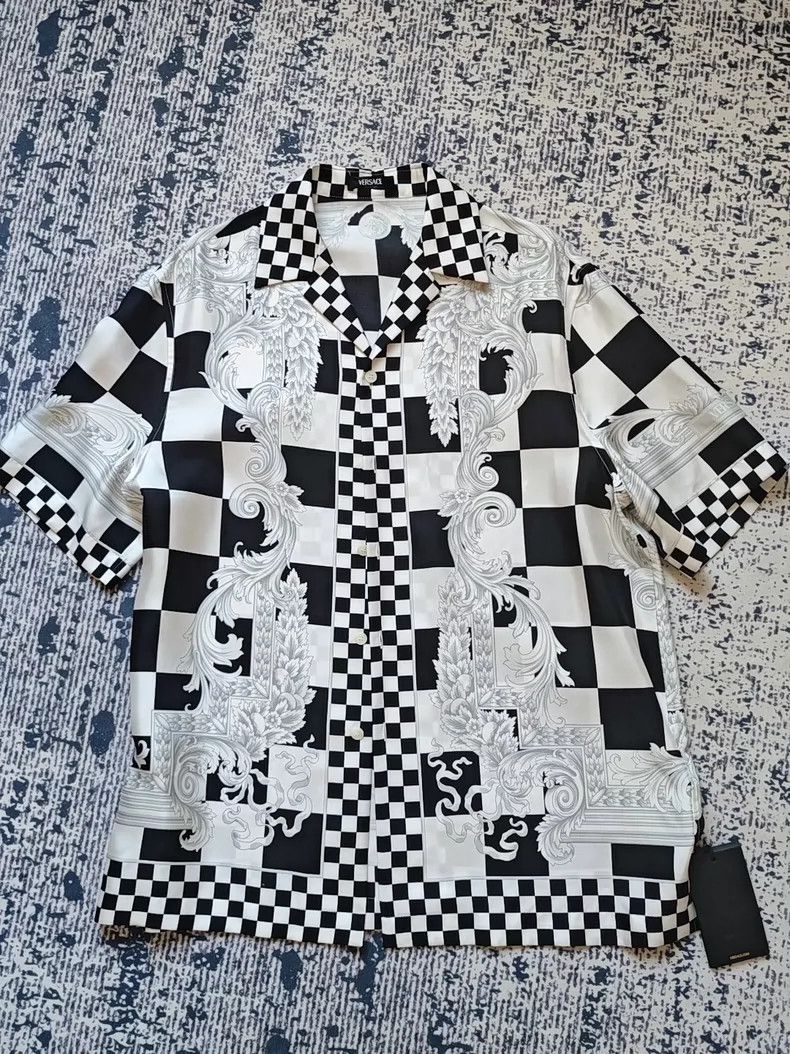Versace Versace Printed plaid silk short-sleeved shirt Size US M / EU 48-50 / 2 - 2 Thumbnail