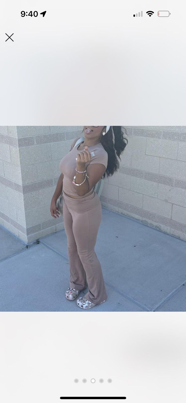 Other TikTok Shop Tan Cream 2-Piece Tracksuit Flared Pants & Crop Size M / US 6-8 / IT 42-44 - 3 Thumbnail
