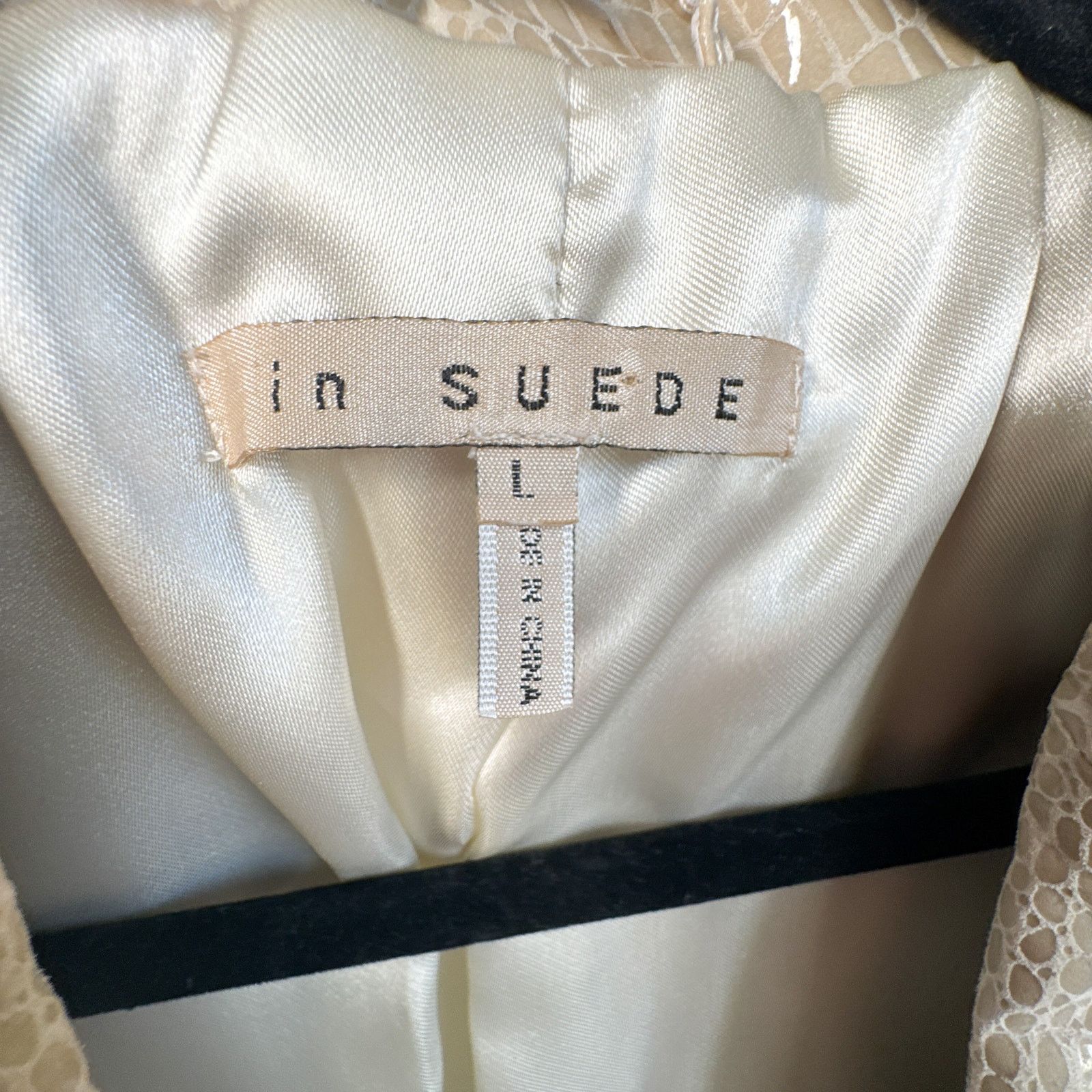 Other Croc Embossed Leather Blazer Jacket Beige Glossy Textured Size L / US 10 / IT 46 - 3 Thumbnail