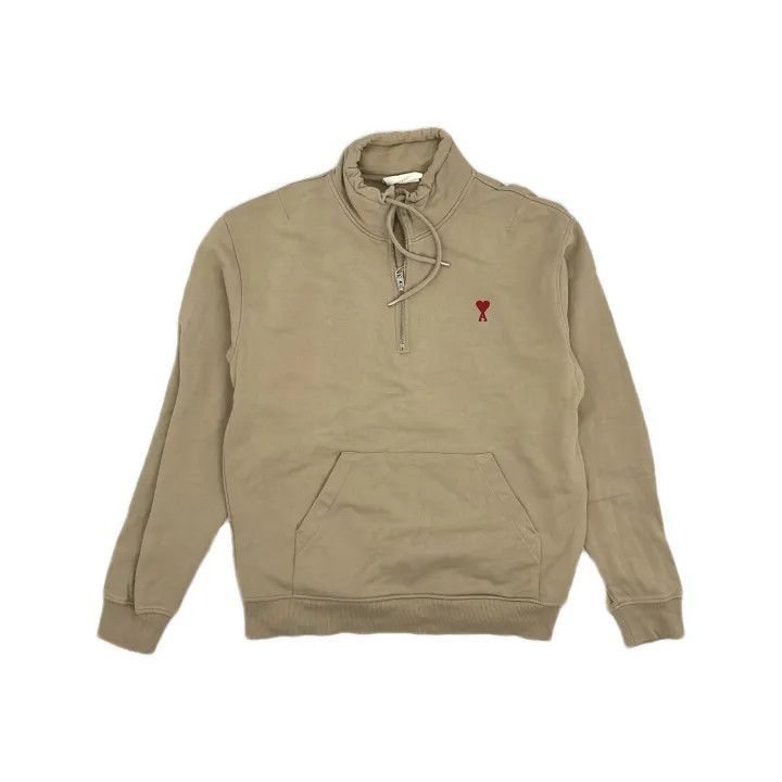 AMI AMIPARIS FW21 Heart Logo Zip Hoodie Beige -2507 Size US XXL / EU 58 / 5 - 2 Thumbnail
