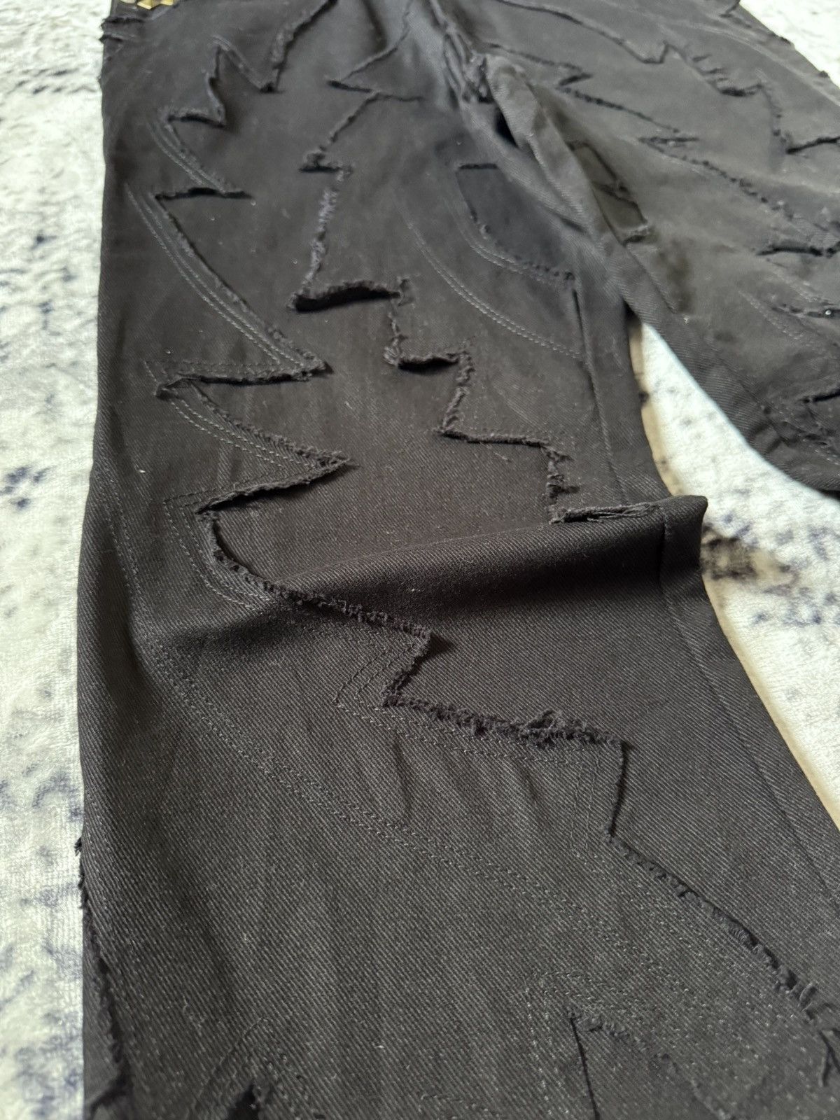 Japanese Brand Amore Pure Jagged Fractured Lightning Studded Flared Jeans Size US 27 - 11 Thumbnail