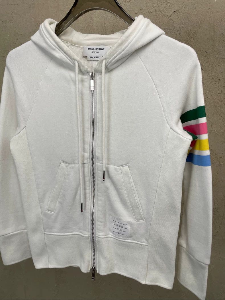 Thom Browne Thom browne White and colorful four-striped zipper jacket 2 Size US M / EU 48-50 / 2 - 3 Thumbnail