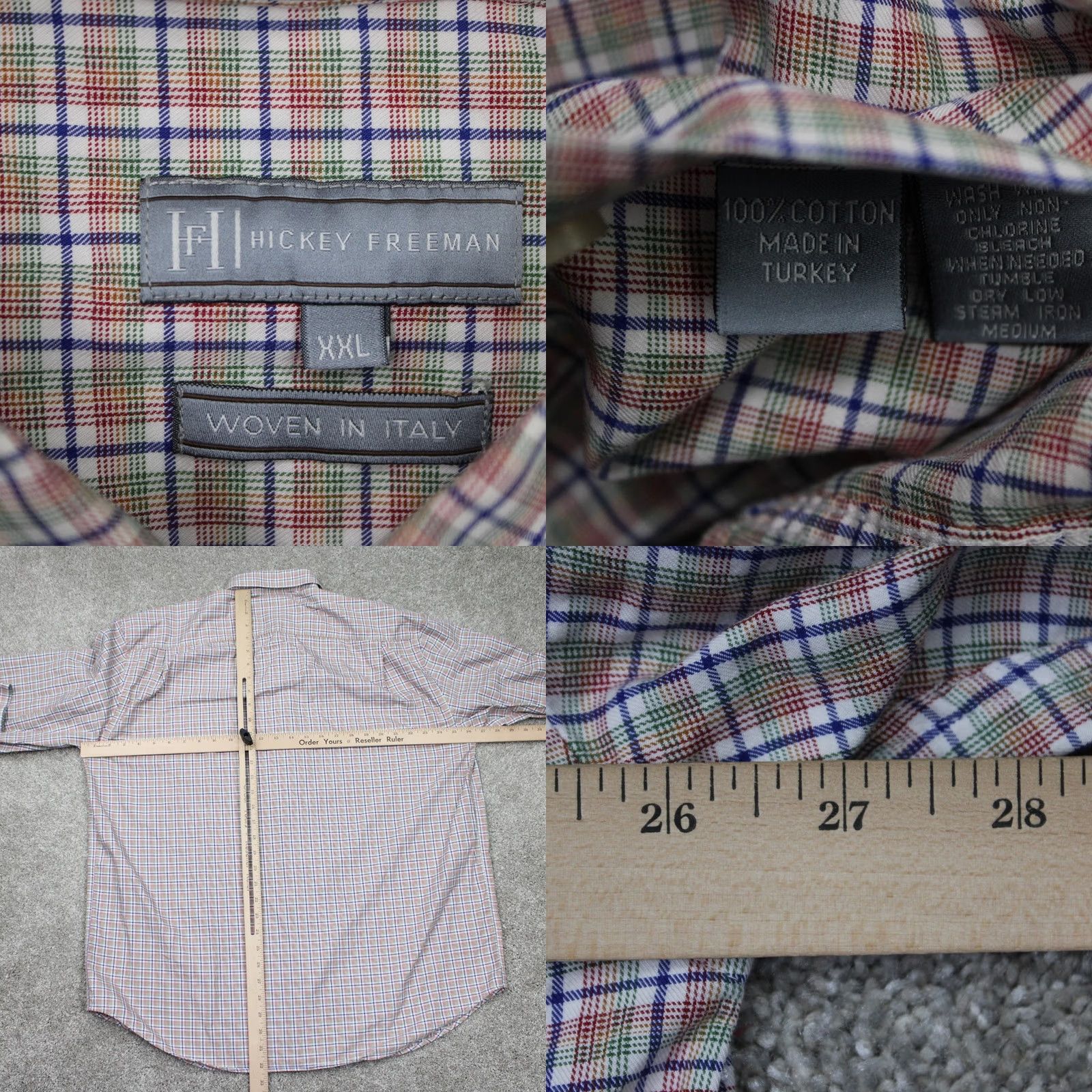 Vintage Hickey Freeman Shirt Mens 2XL XXL Orange/Blue Cotton L/S Button Woven in Italy Size US XXL / EU 58 / 5 - 8 Thumbnail