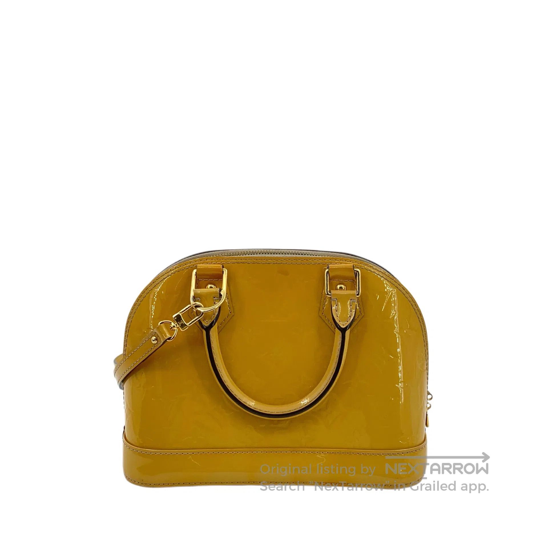 Louis Vuitton Louis Vuitton Yellow Patent Leather Logo Embossed Shell Ba Size ONE SIZE - 1 Thumbnail
