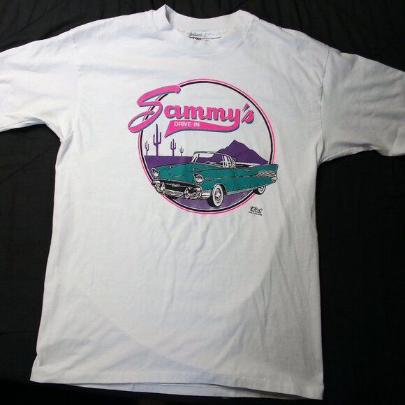 Vintage Deadstock Vintage 90s Sammy's Drive-In Neon T-Shirt Size US L / EU 52-54 / 3 - 2 Thumbnail