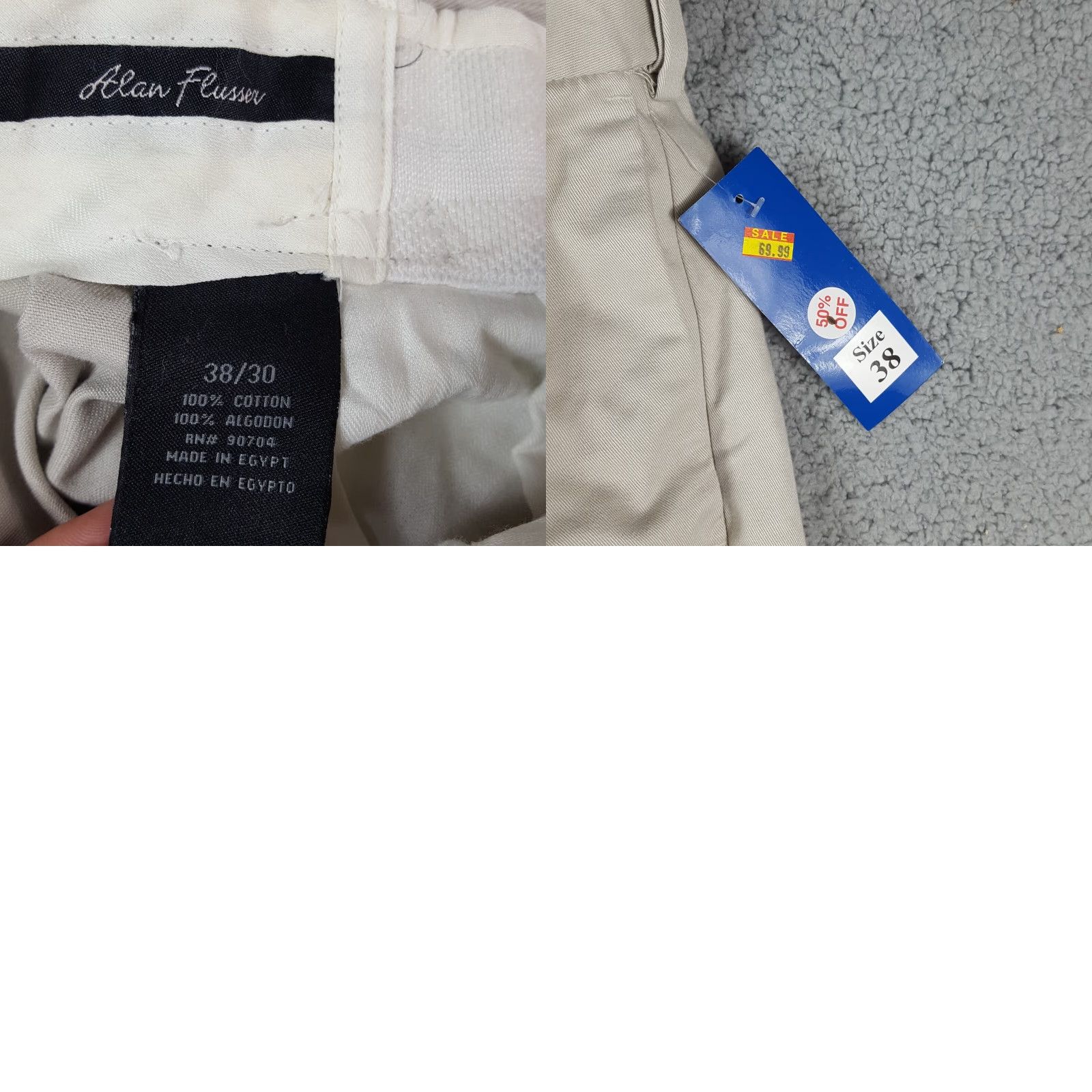Vintage Vintage Alan Flusser Khaki Chino Pants Men’s Size 38x30 Retro Casual Tapered Fit Size US 38 / EU 54 - 8 Thumbnail