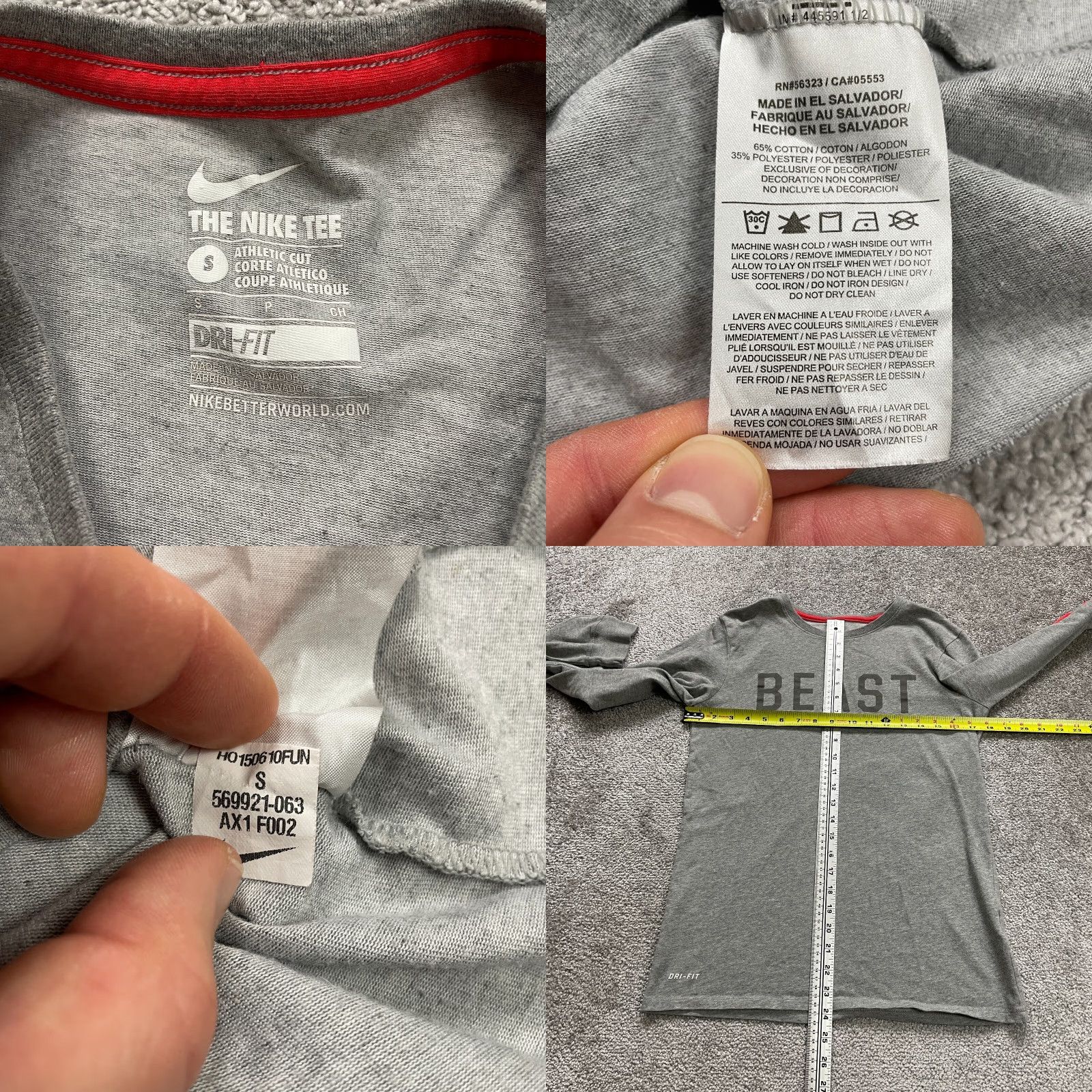 Nike Nike Tee Dri-Fit T-Shirt Mens Small Gray Graphic Long Sleeve Crew Neck Graphic Size S / US 4 / IT 40 - 8 Thumbnail