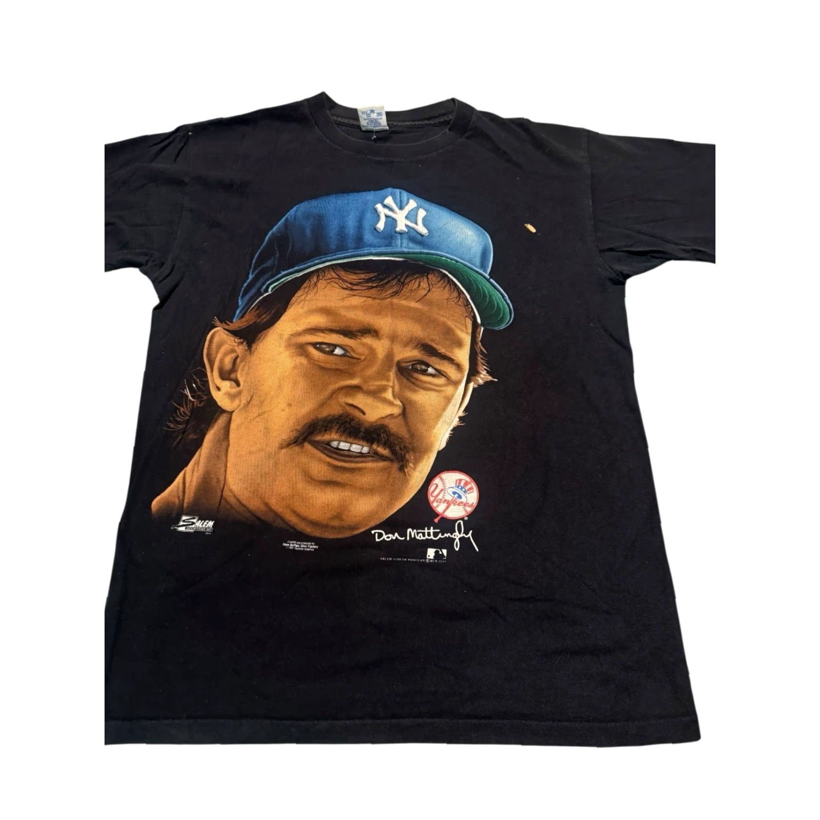 Vintage VINTAGE 1992 Salem Sportswear New York Yankees Don Mattingly Big Face Shirt L Men Black 90s Sports Mens Size US L / EU 52-54 / 3 - 2 Thumbnail