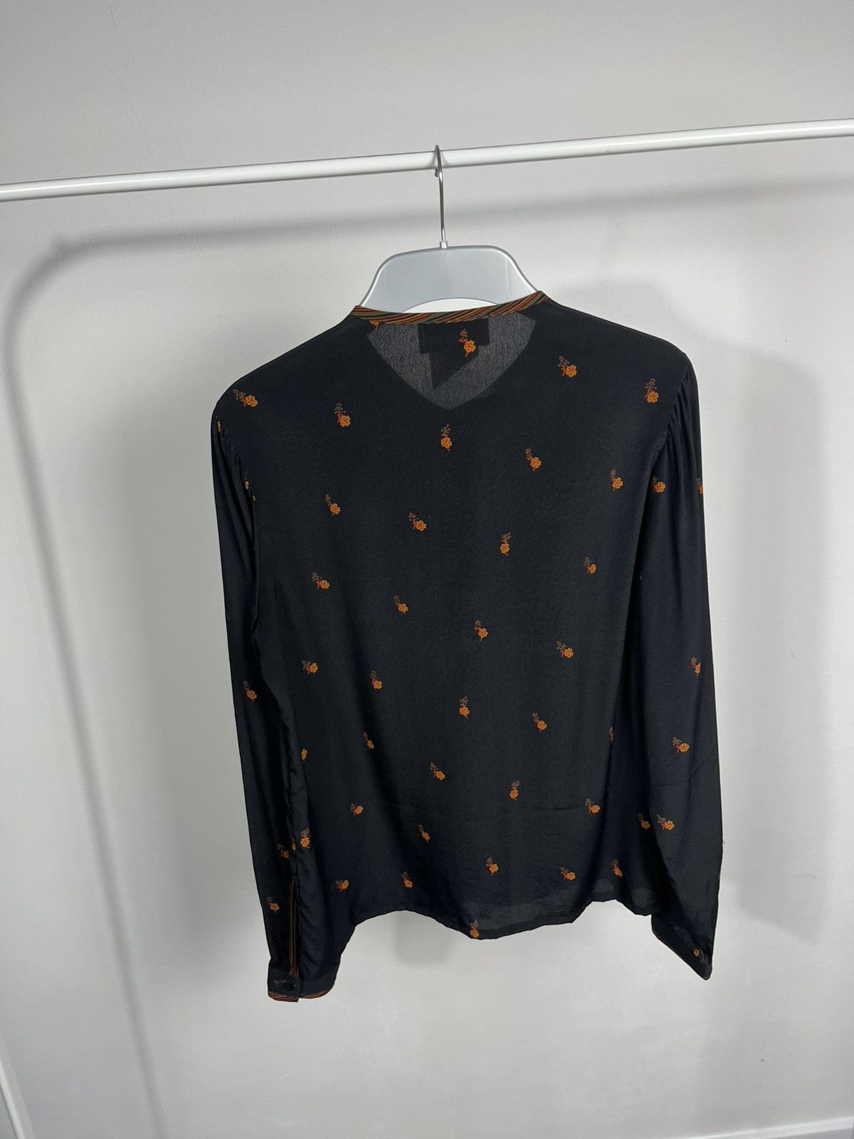 Vintage Vintage Franck Olivier Black Silk Blouse Floral Embroidery Size M / US 6-8 / IT 42-44 - 10 Thumbnail